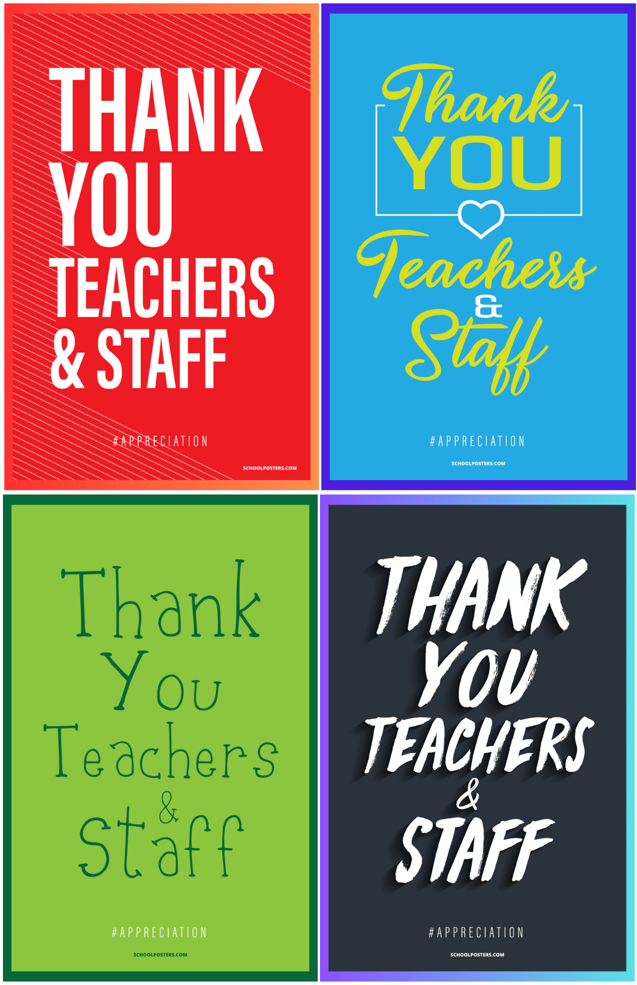 Thank You Teachers & Staff Poster Package