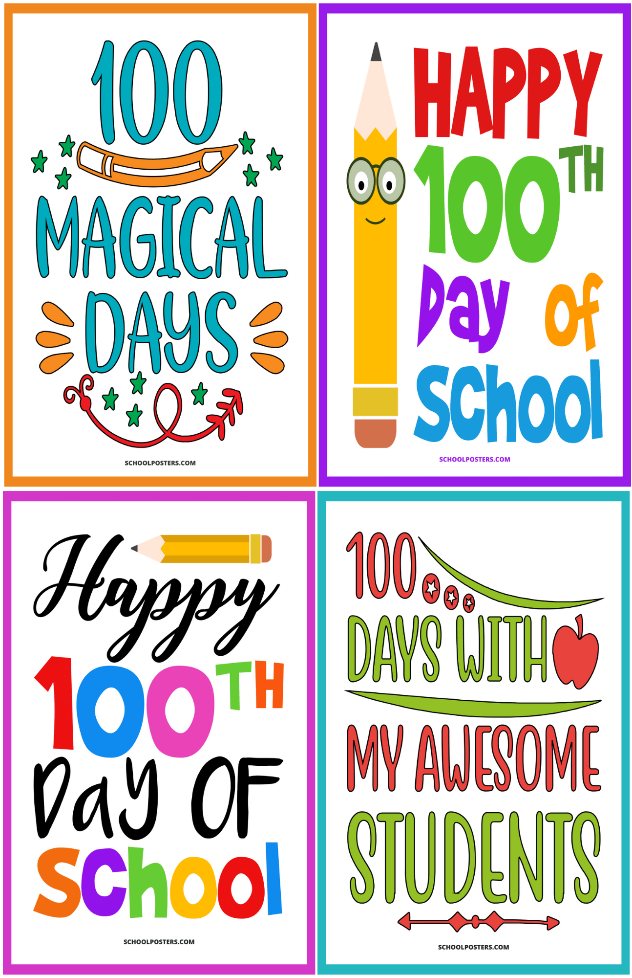 100 Days of School Elementary Poster Package