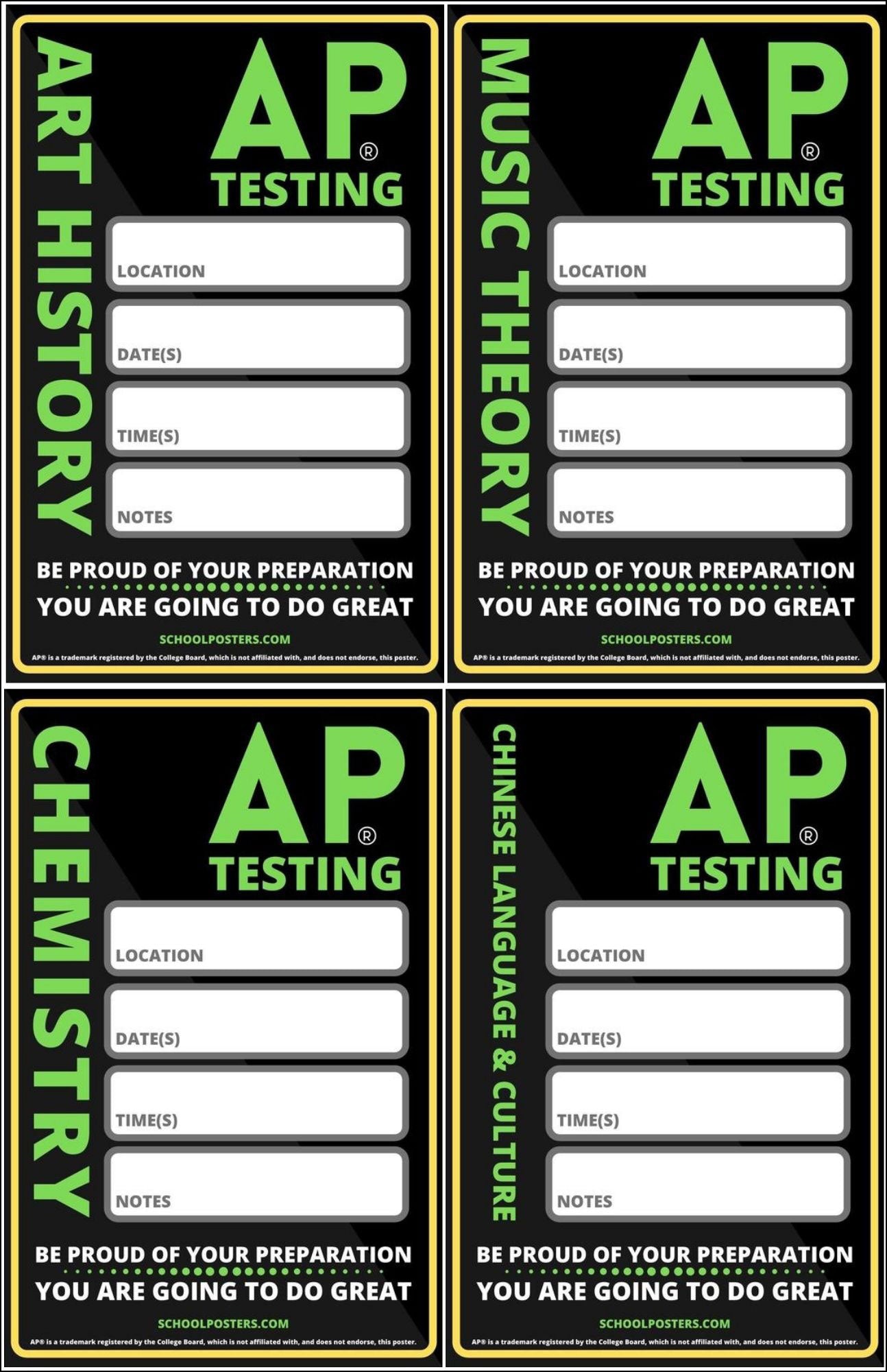 AP Testing Dry Erase Poster Package
