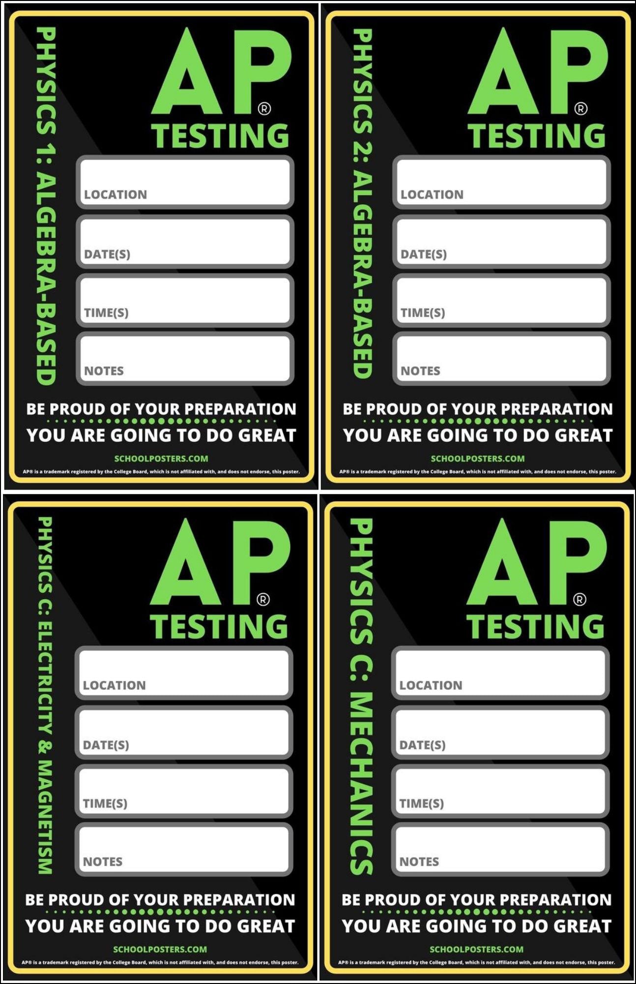 AP Testing Dry Erase Poster Package