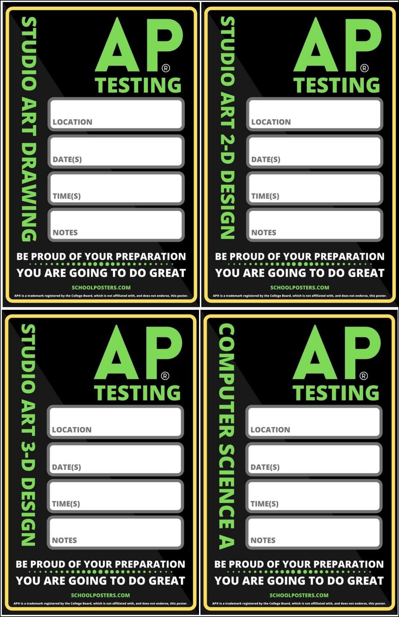 AP Testing Dry Erase Poster Package