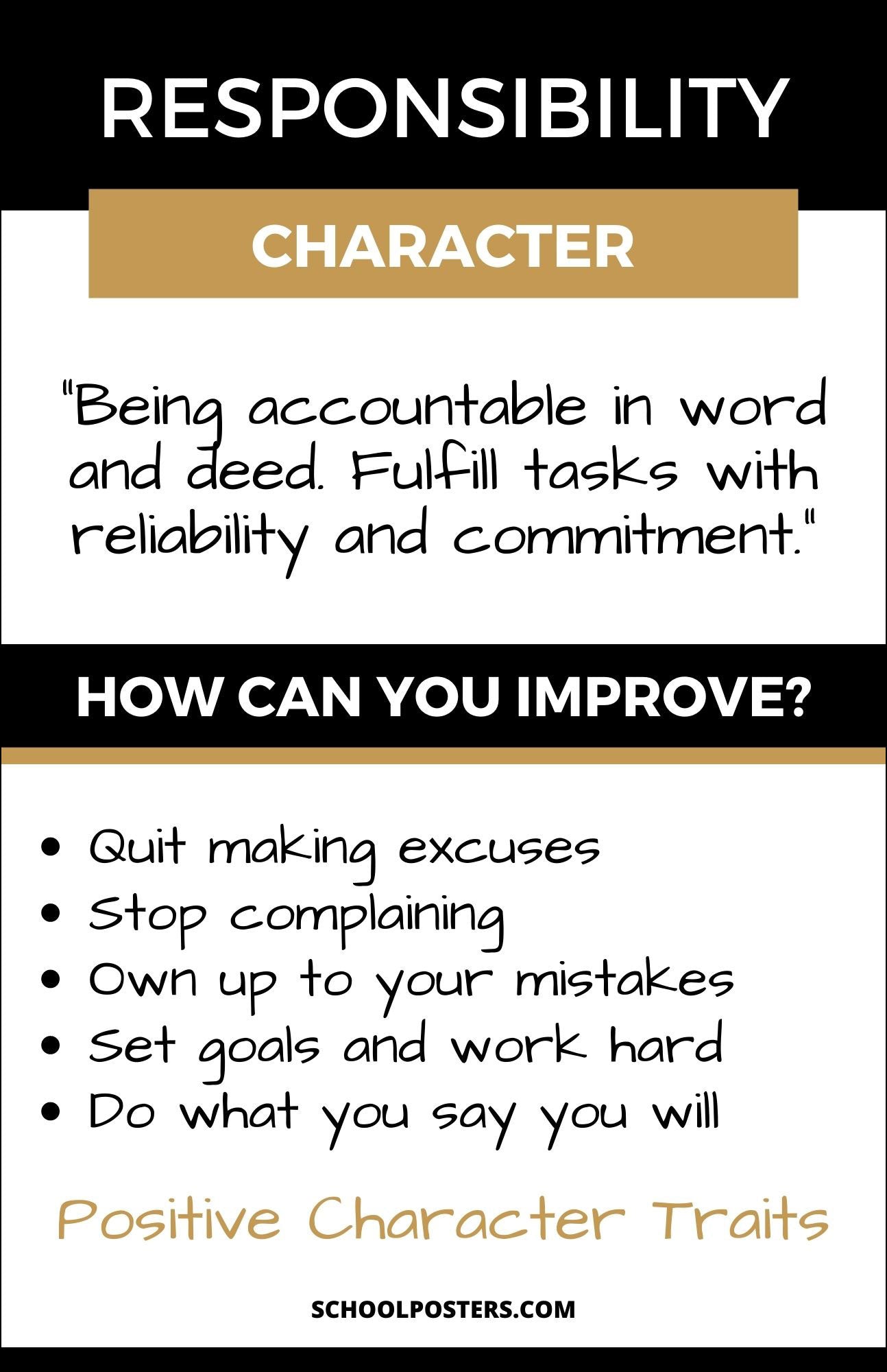 Responsibility Character Trait Poster SchoolPosters Com LLC