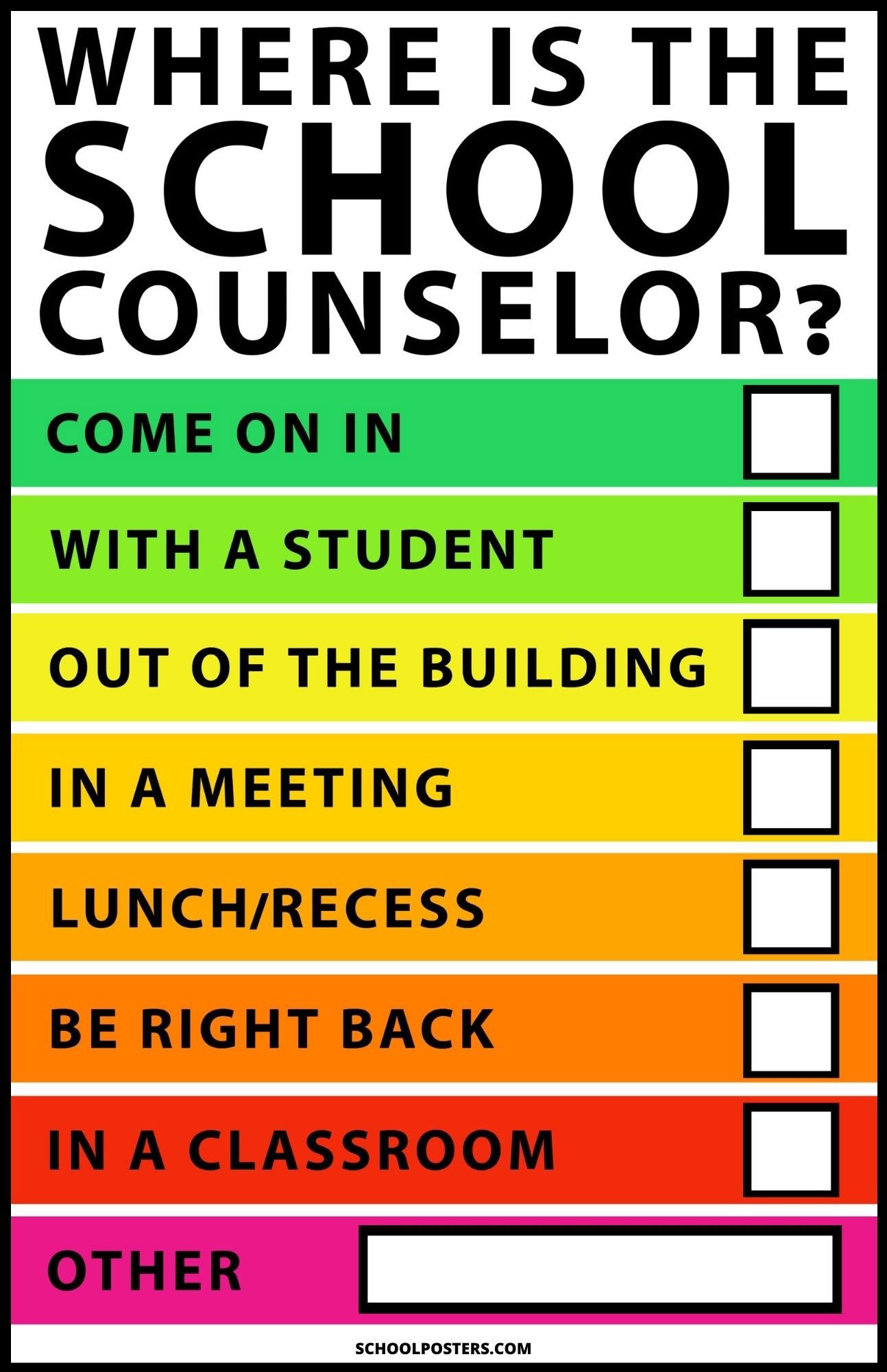 Where Is The School Counselor? Poster (Dry Erase)