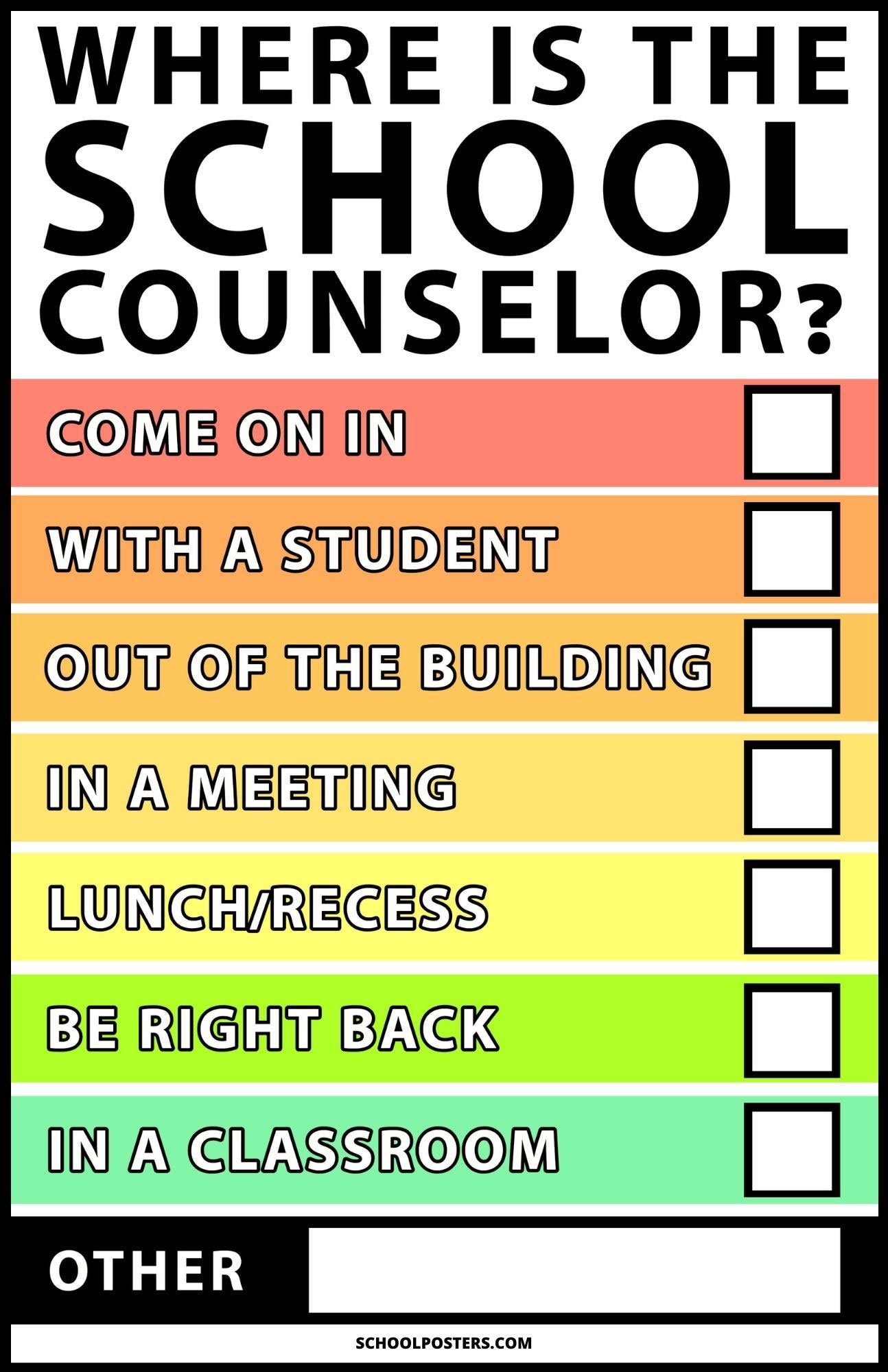 Where Is The School Counselor? Poster (Dry Erase)