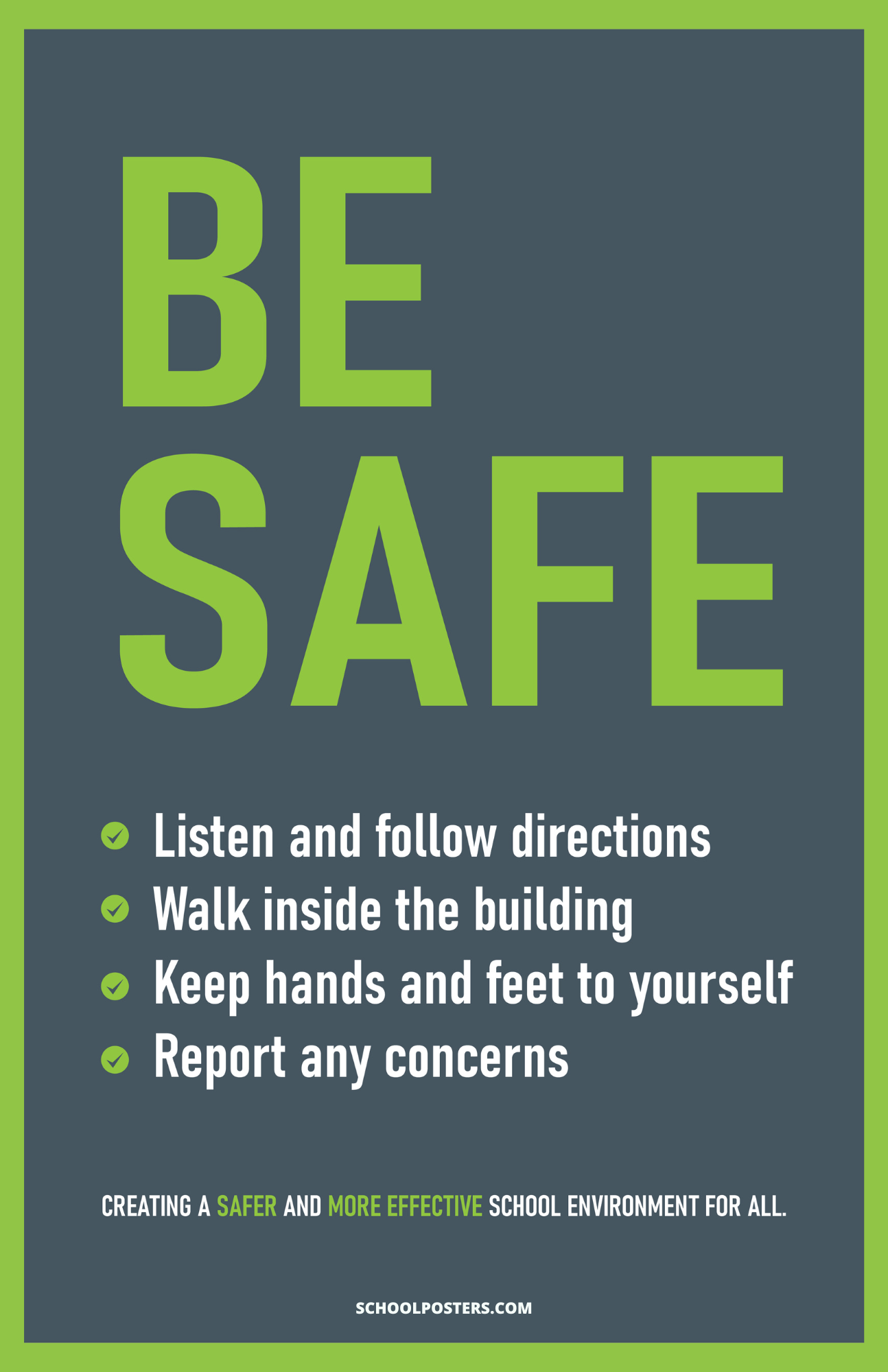 Be Safe PBIS Poster