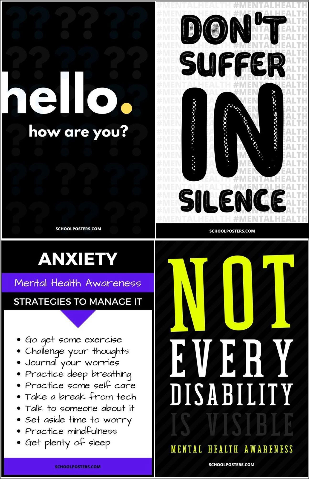 Mental Health & Wellness Poster Package