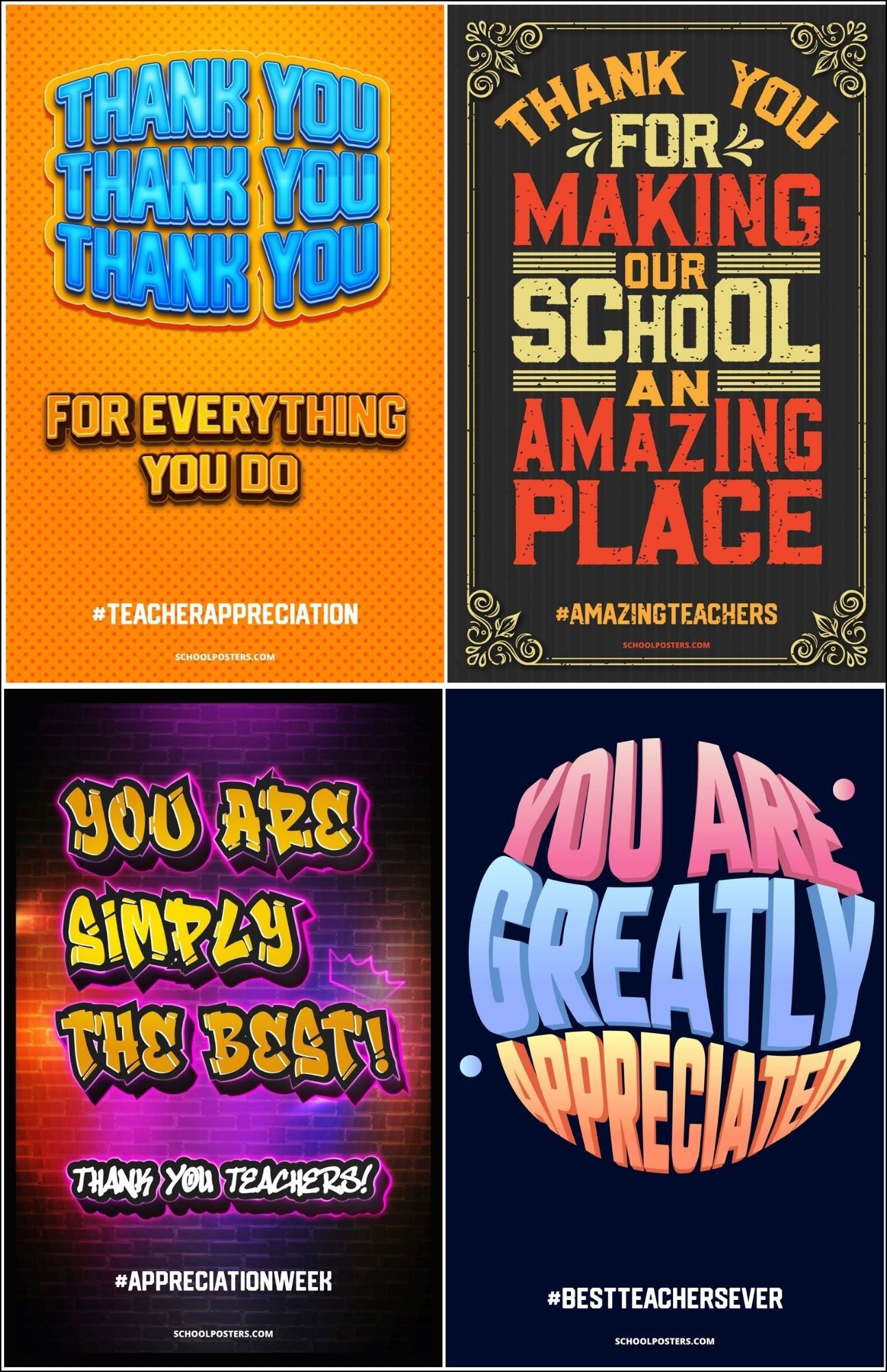 Teacher Appreciation Poster Package (Set Of 12)