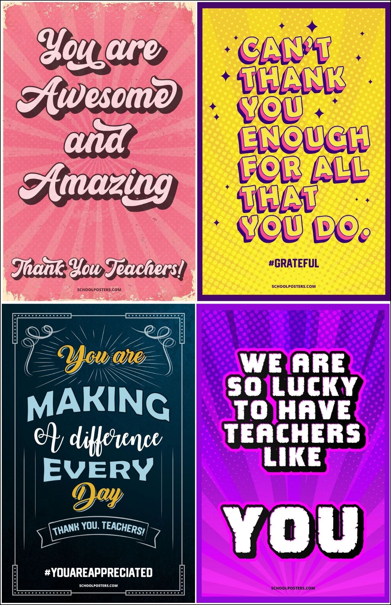 Teacher Appreciation Poster Package (Set Of 12)