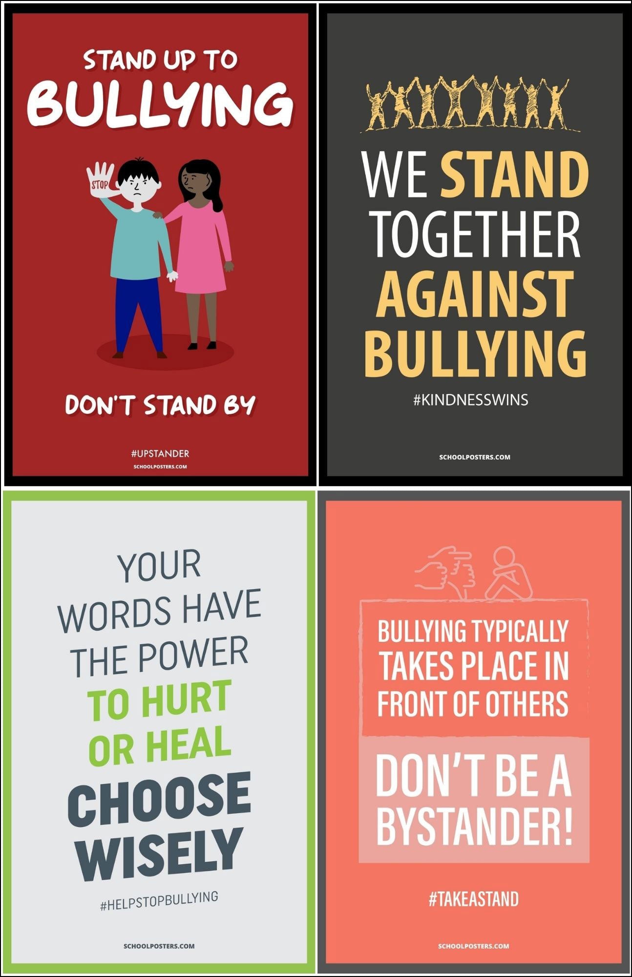 Elementary Bullying Prevention & Awareness Poster Package (Set of 13)