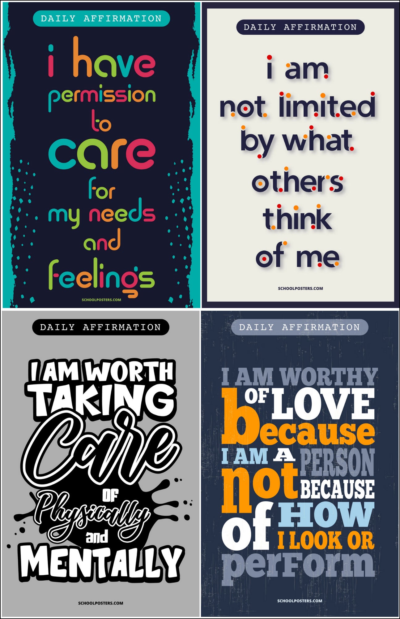 Middle School Daily Affirmations Poster Package (Set Of 12)