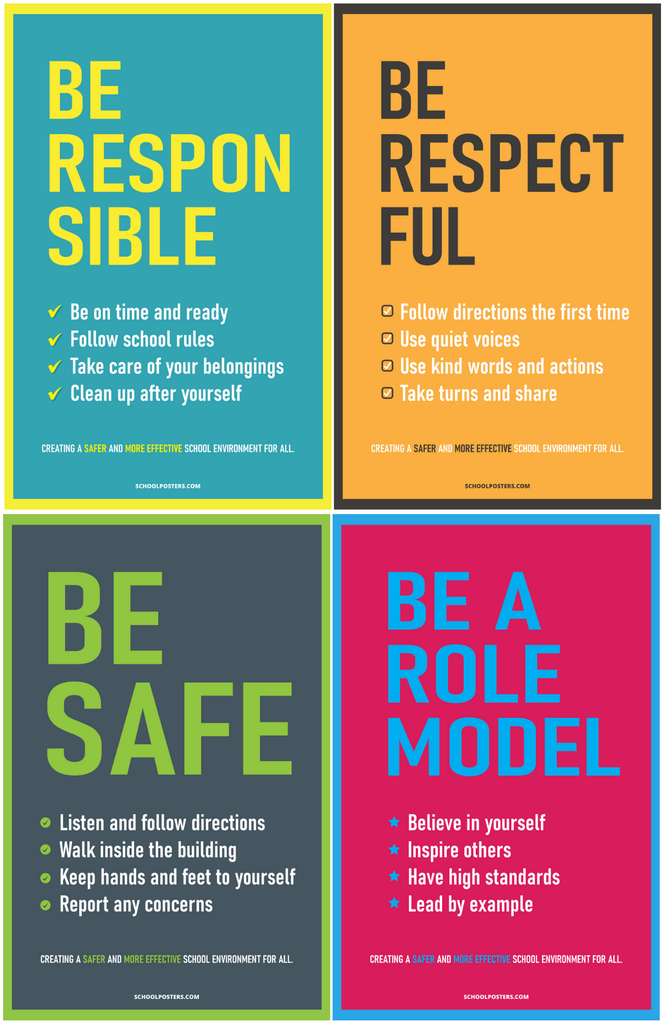 Positive Behavioral Interventions & Supports (PBIS) Poster Package (Set of 11)