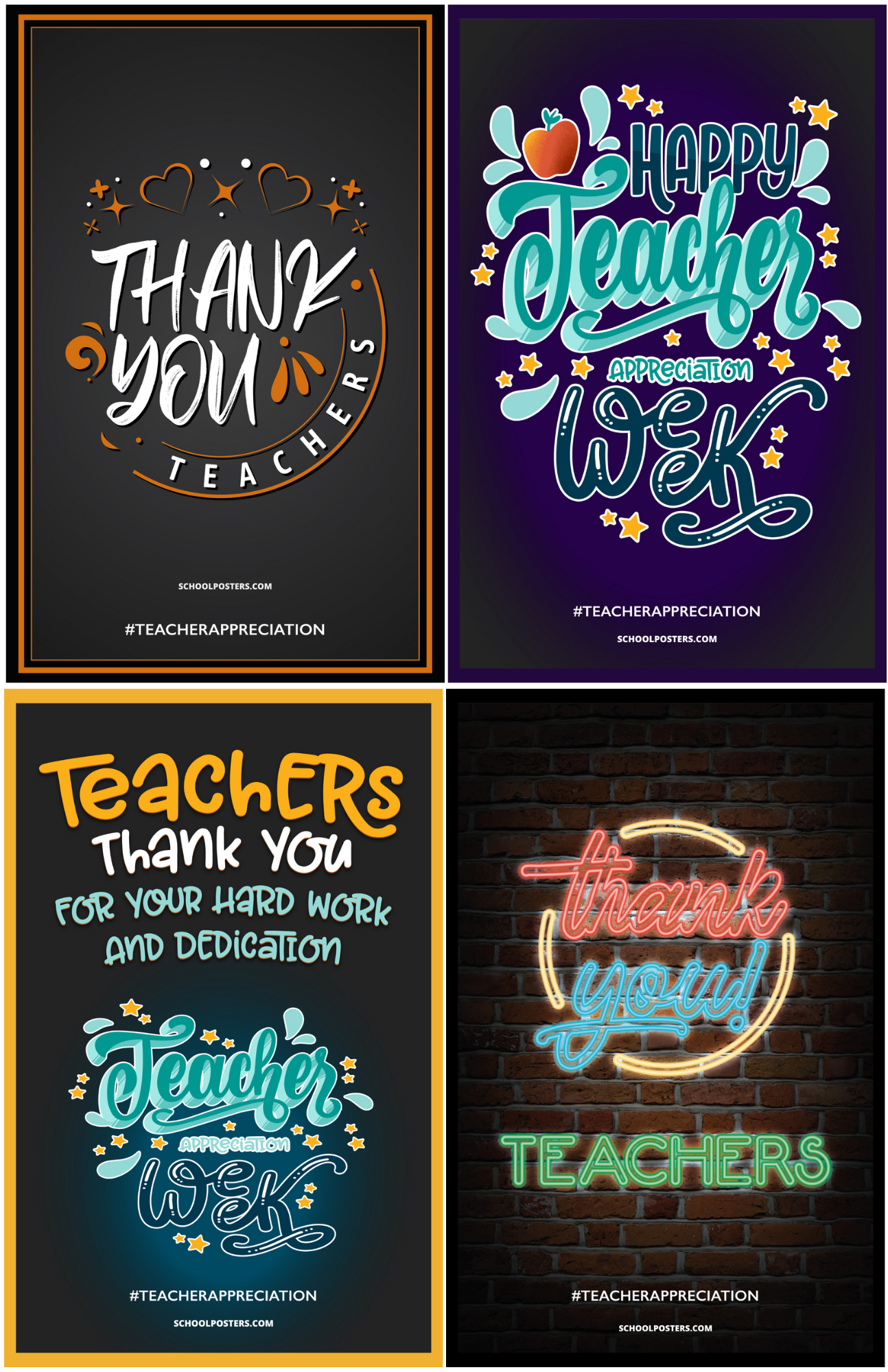 Teacher Appreciation Week Poster Package (Set of 11)