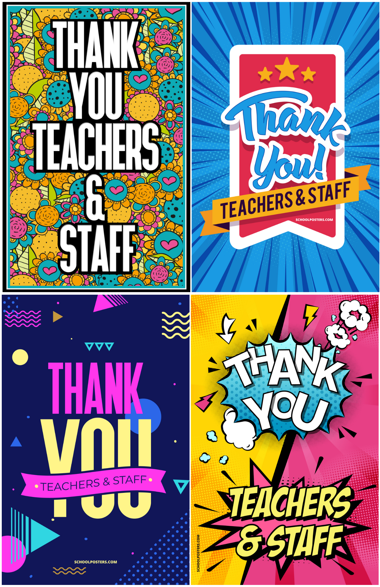Thank You Teachers & Staff Poster Package (Set of 14)