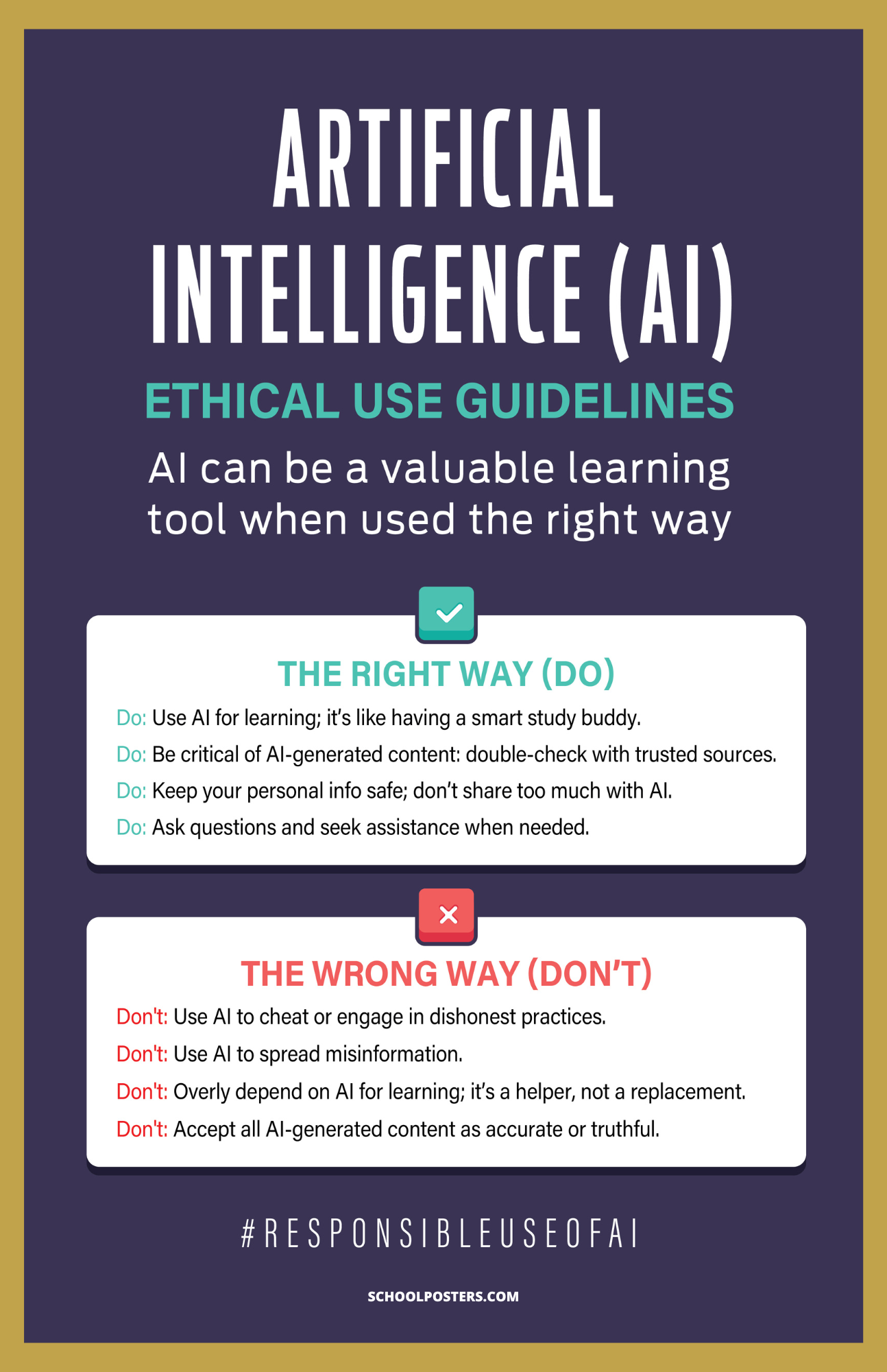 Artificial Intelligence Ethical Use Guidelines Poster