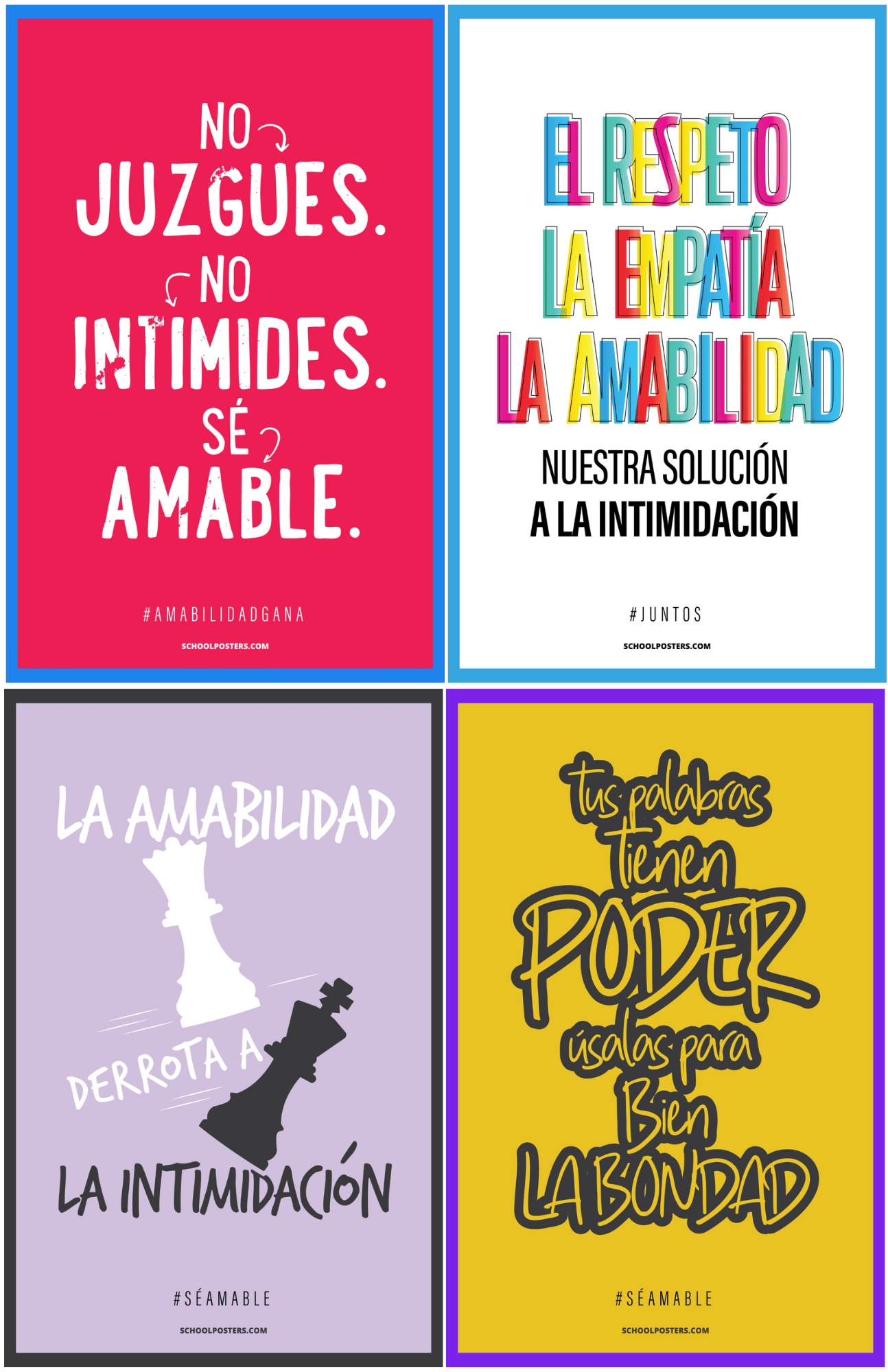 Spanish K 12 Bullying Prevention Poster Package SchoolPosters Com LLC   SpanishK 12BullyingPreventionPosterSet2 