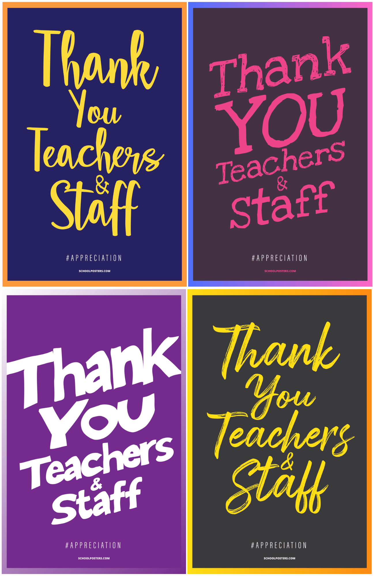 Thank You Teachers & Staff Poster Package
