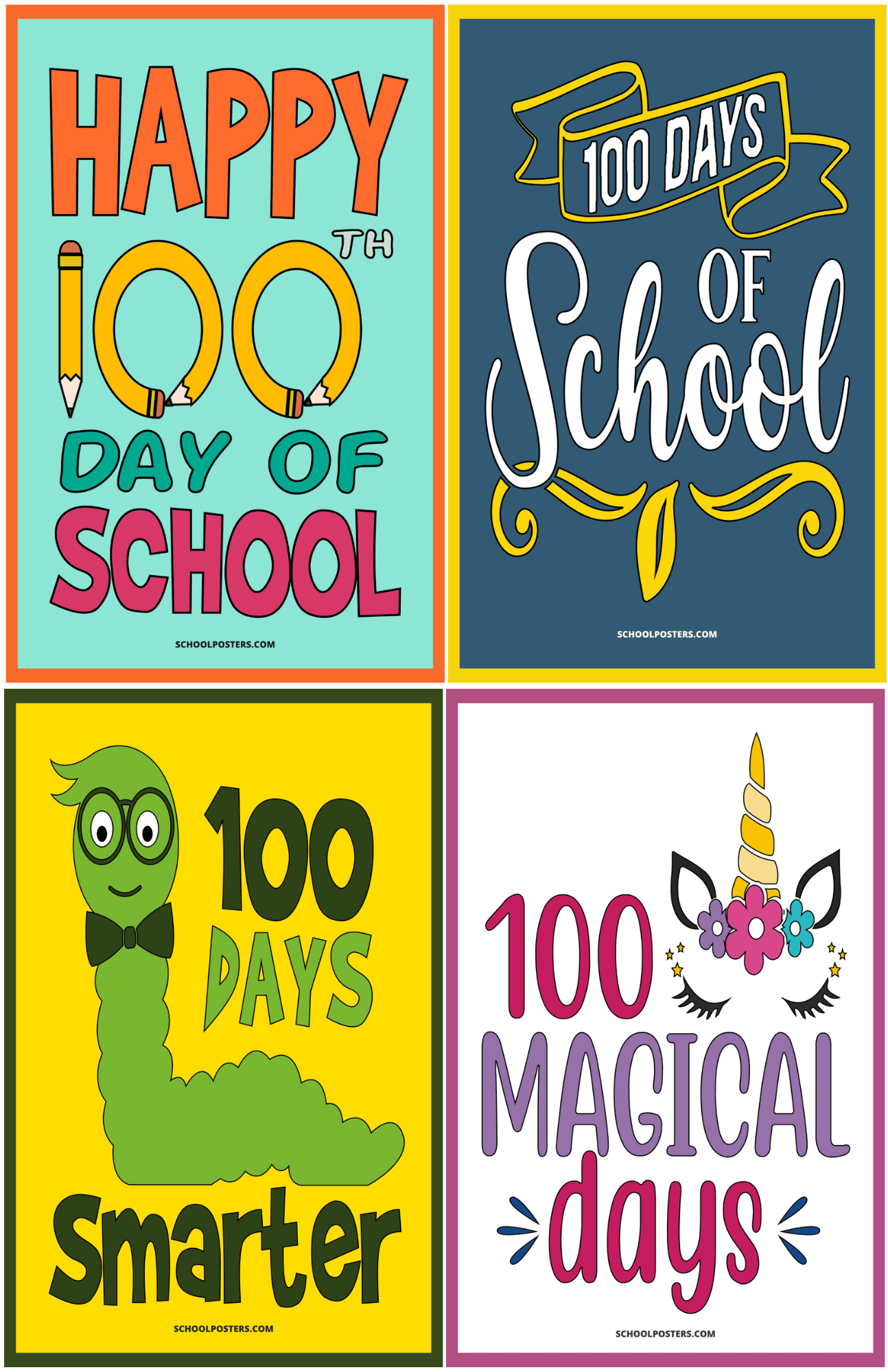 100 Days of School Elementary Poster Package