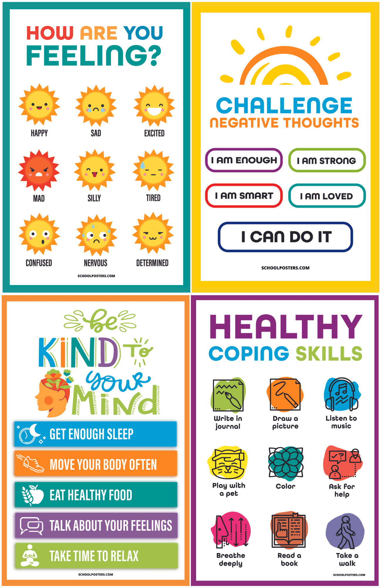 Elementary Mental Health Poster Package