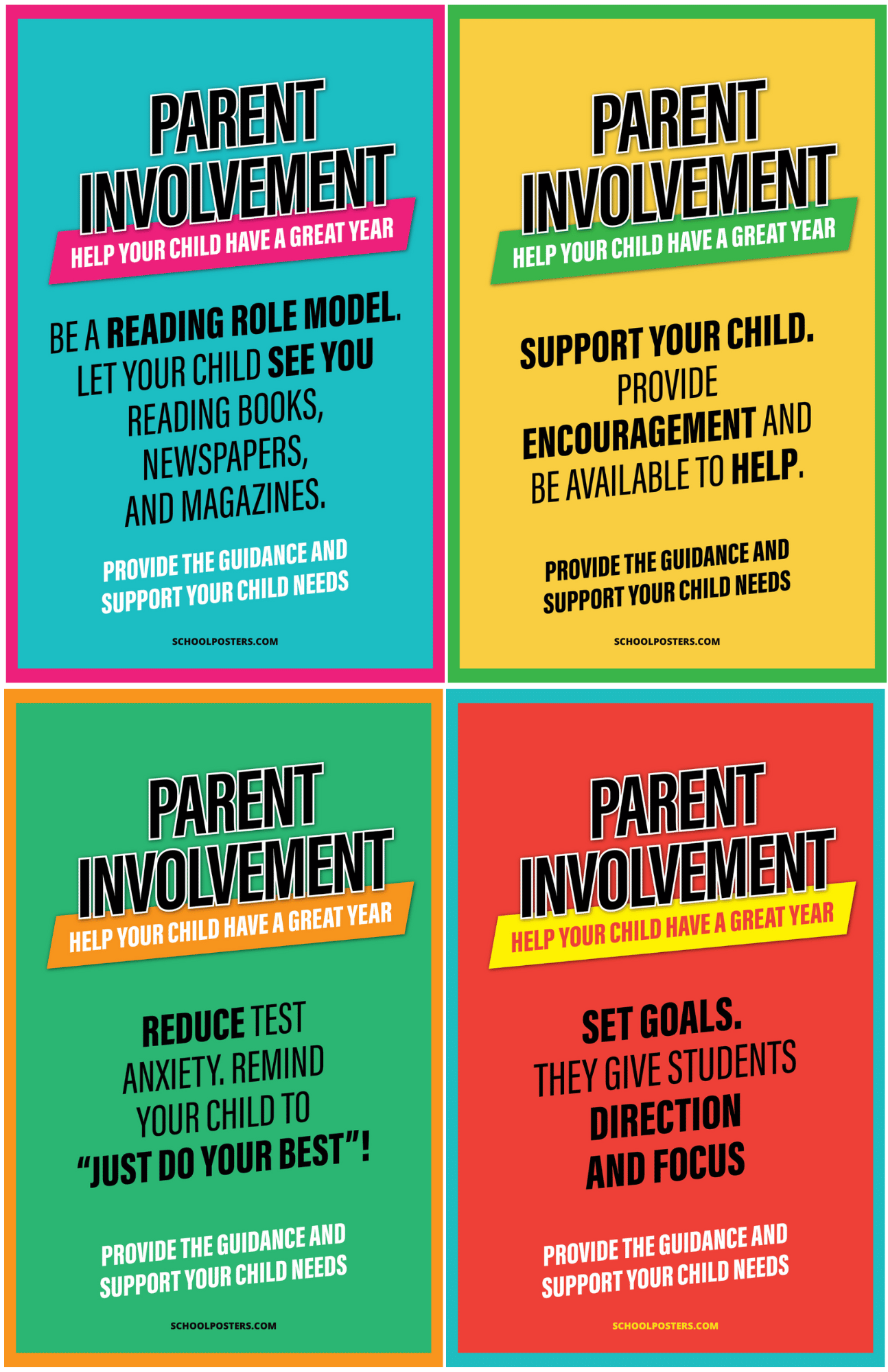 Elementary Parent Involvement Poster Package – SchoolPosters.com LLC