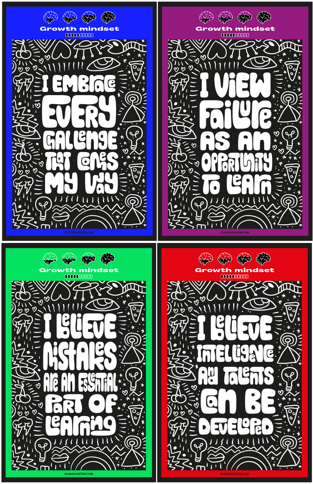 Growth Mindset Poster Package (Set Of 5)