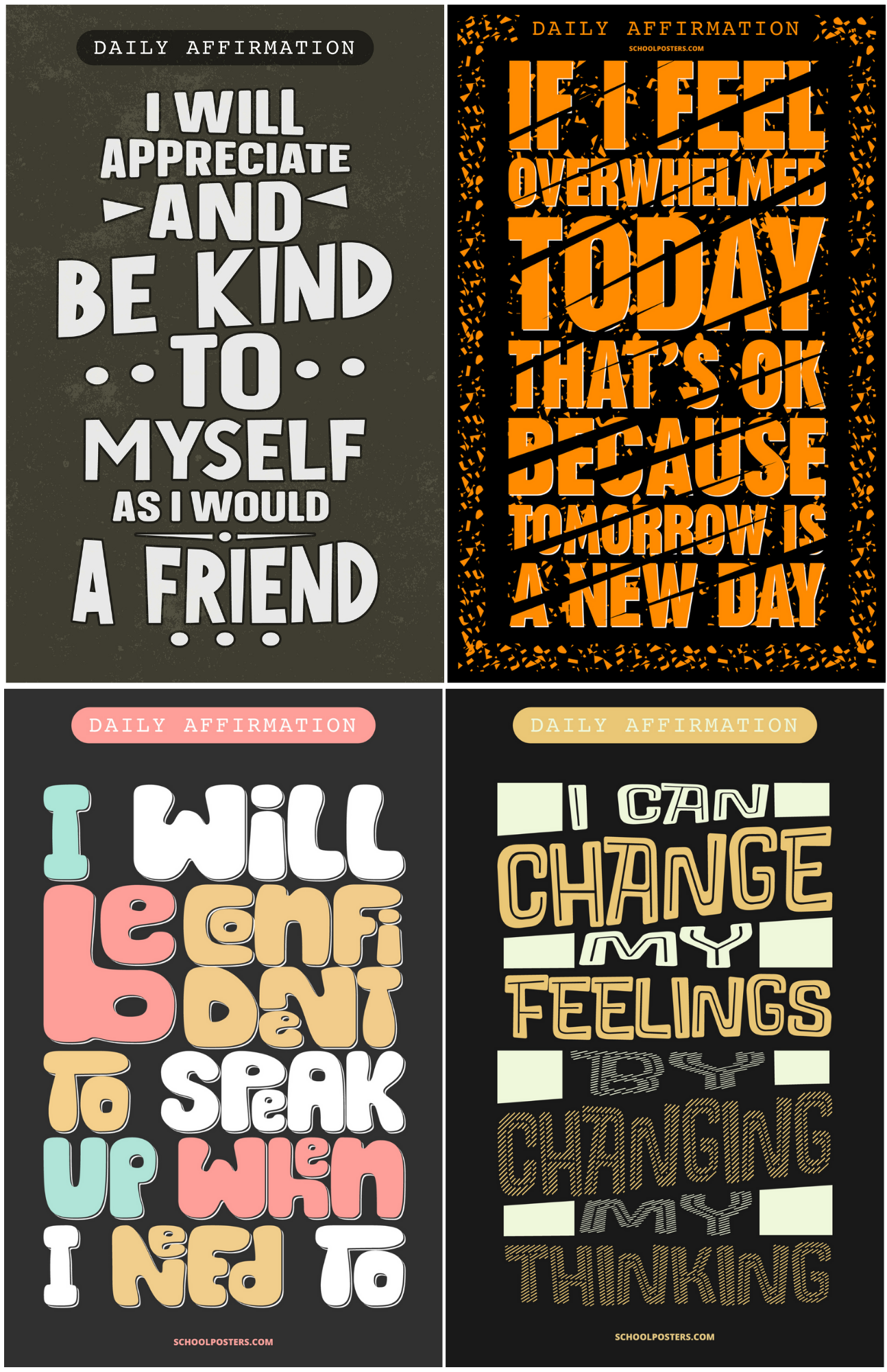 Middle School Daily Affirmations Poster Package (Set Of 12)