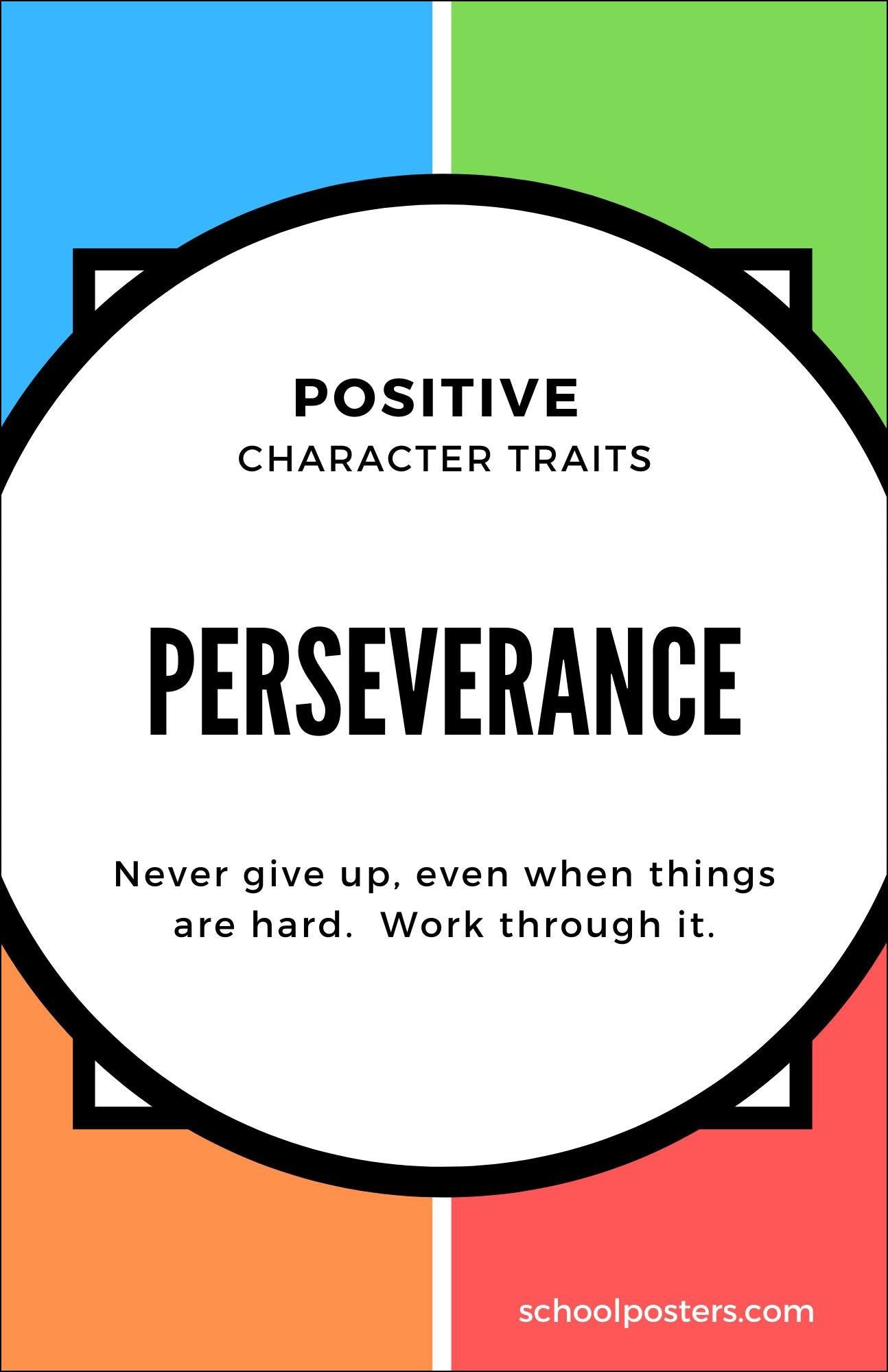 Peritance Posters Perseverance Poster For Kids