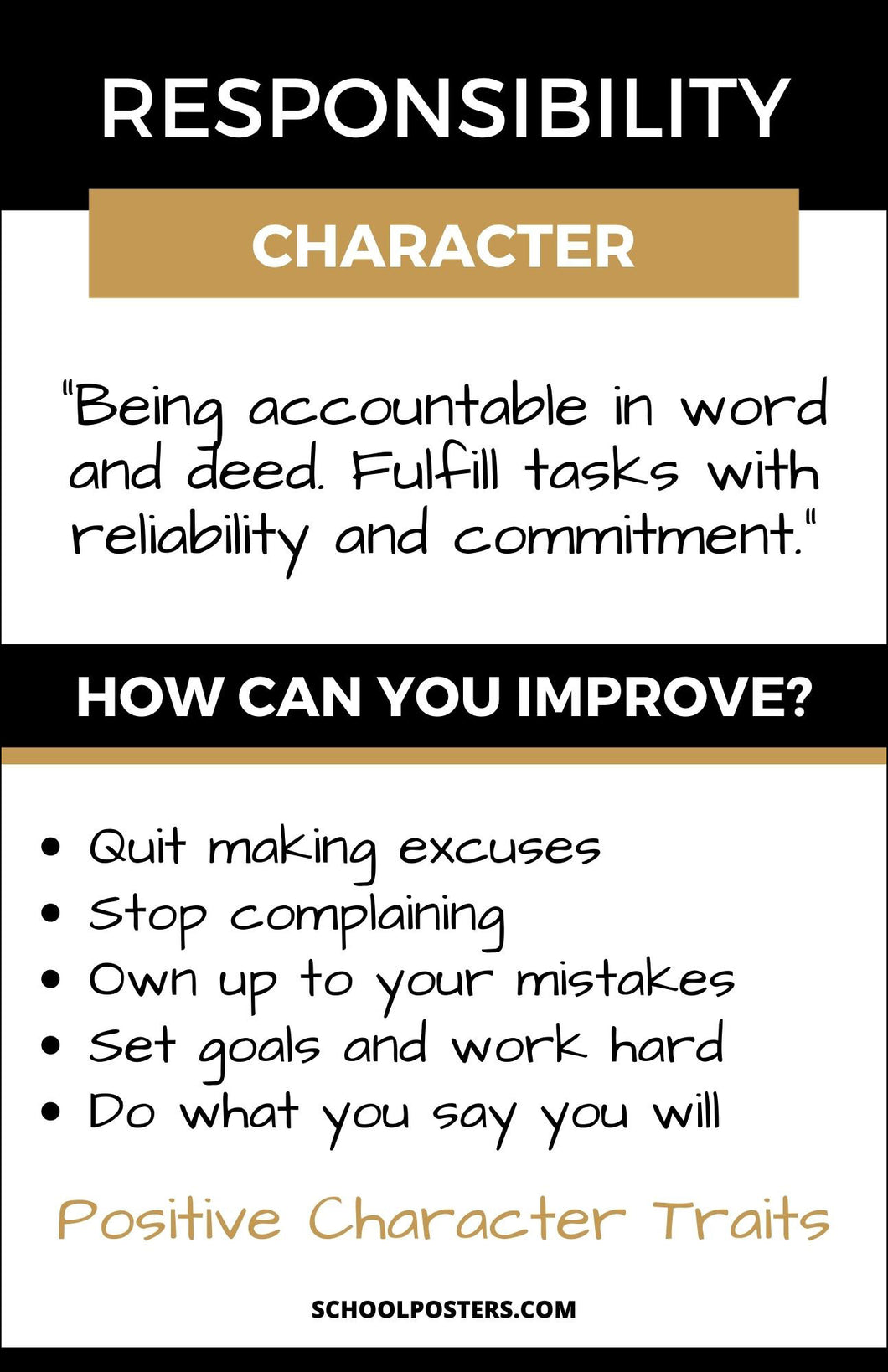 Responsibility Character Trait Poster