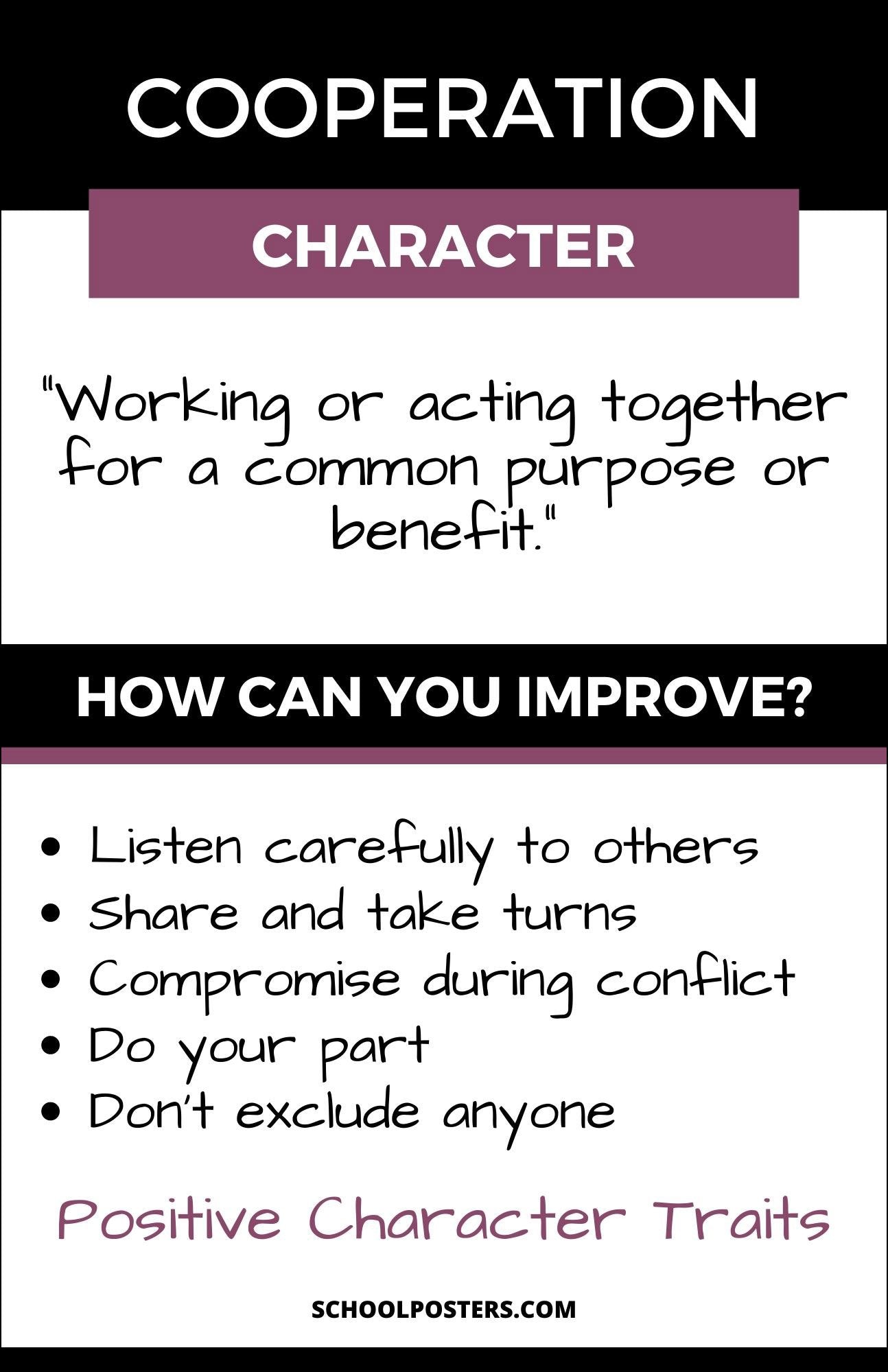 Cooperation Character Trait Poster