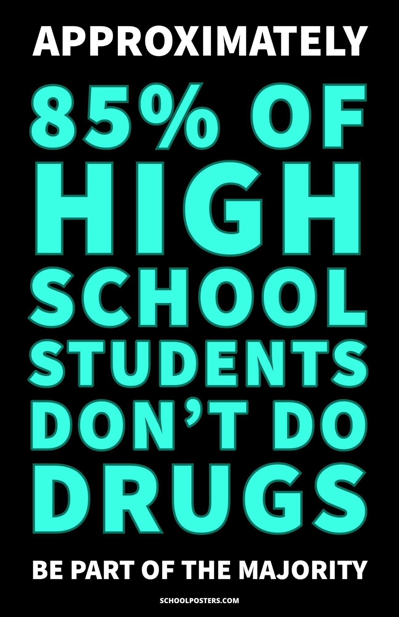85 Percent Of High School Students Do Not Use Drugs Poster