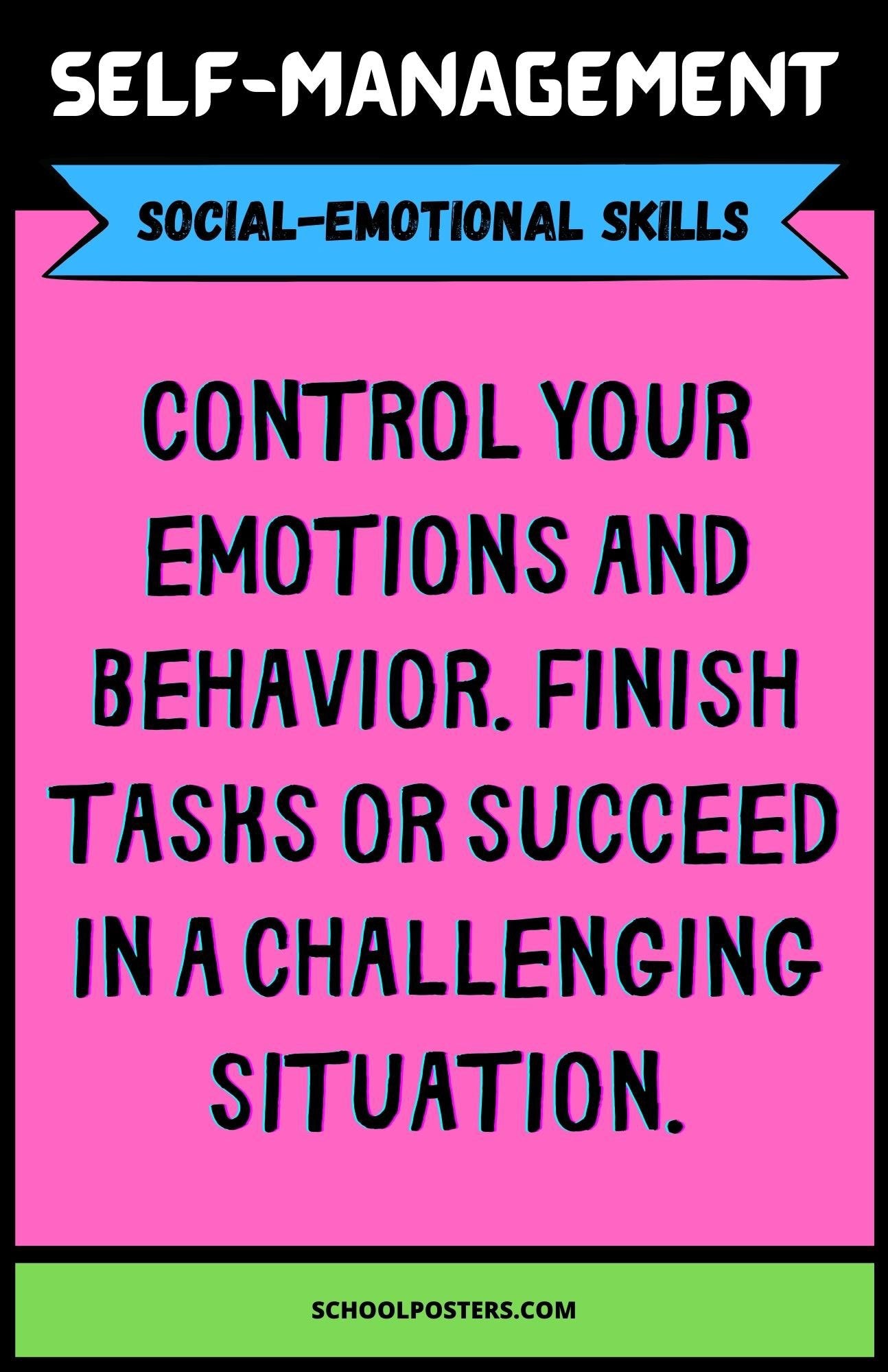 Self Management Social Emotional Skills Poster