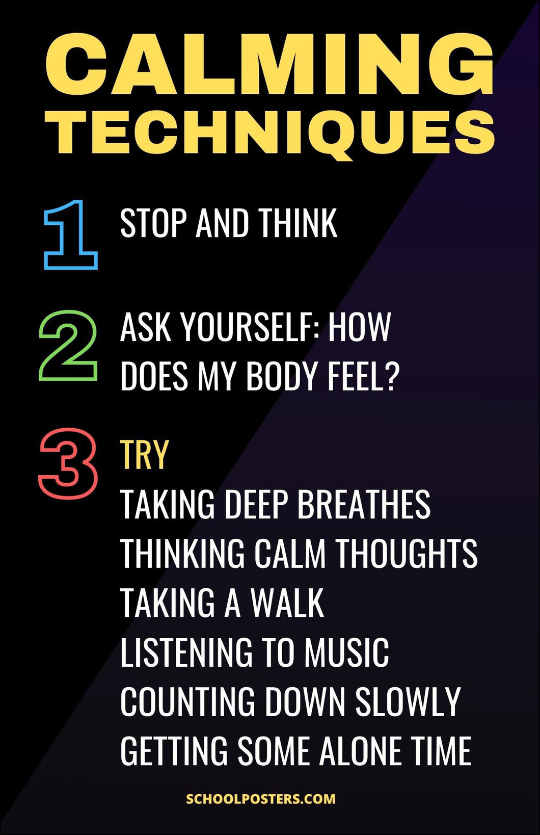 Calming Techniques Poster