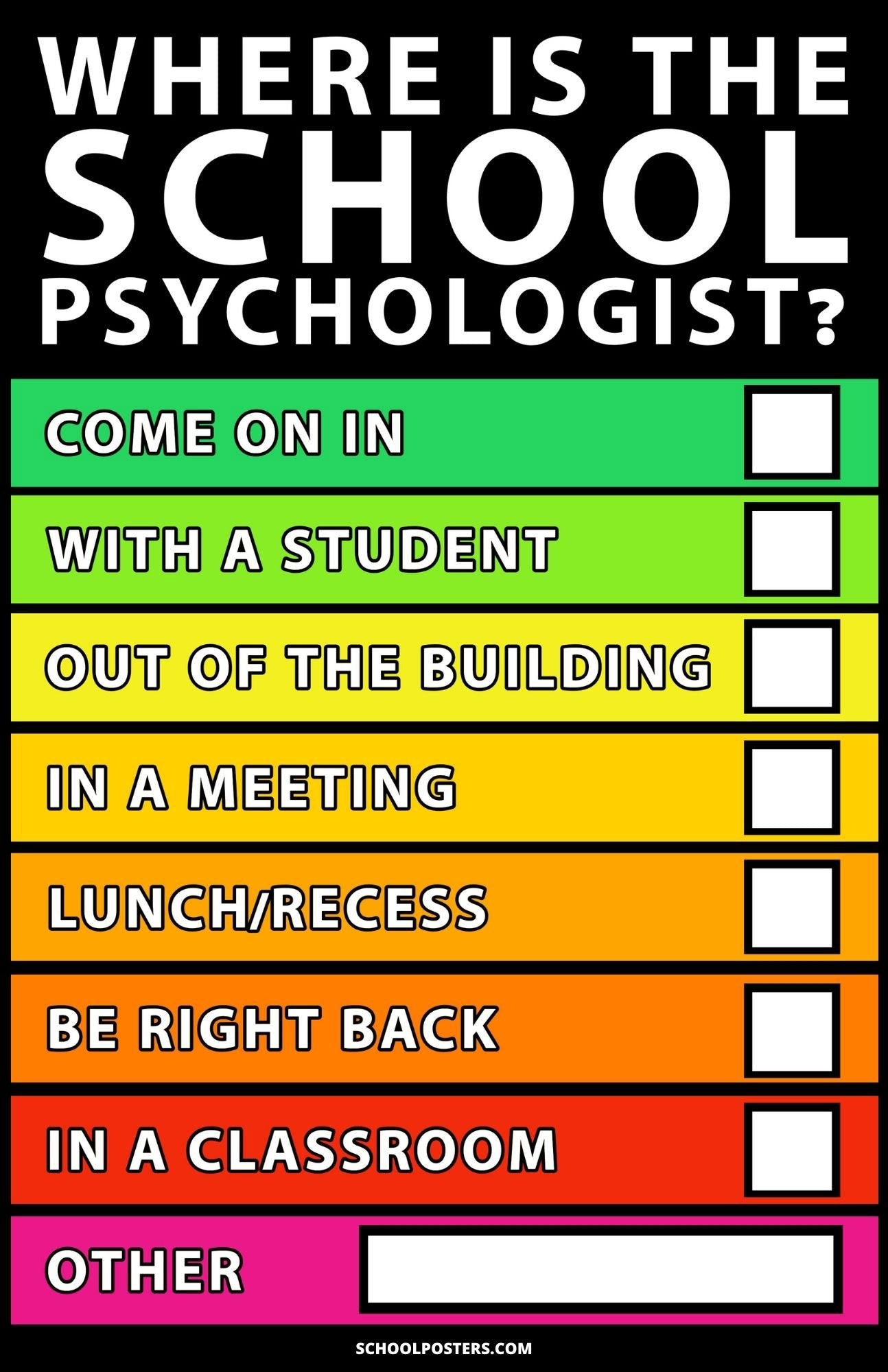 Where Is The School Psychologist? Poster (Dry Erase)