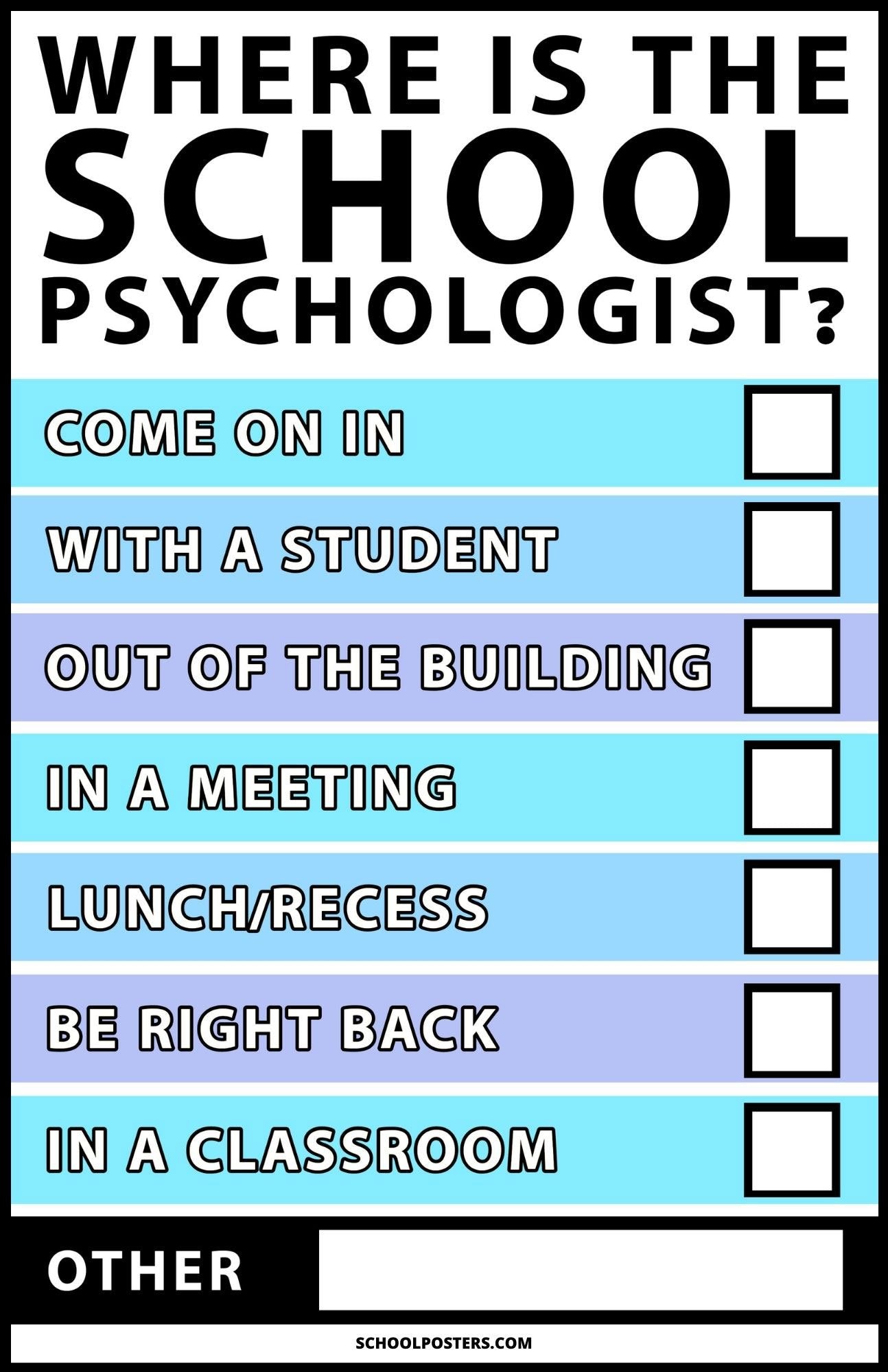 Where Is The School Psychologist? Poster (Dry Erase)