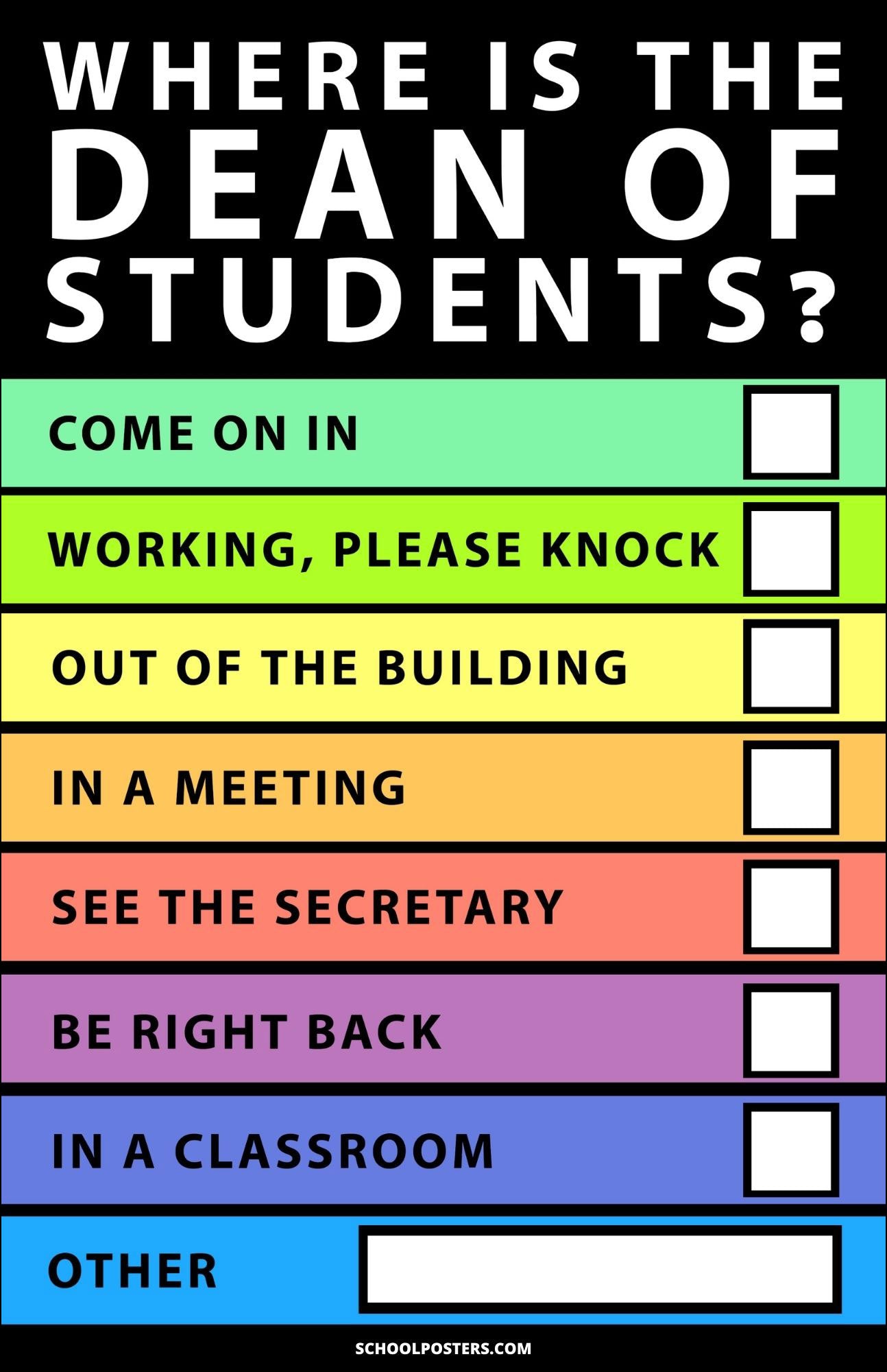 Where Is The Dean Of Students? Poster
