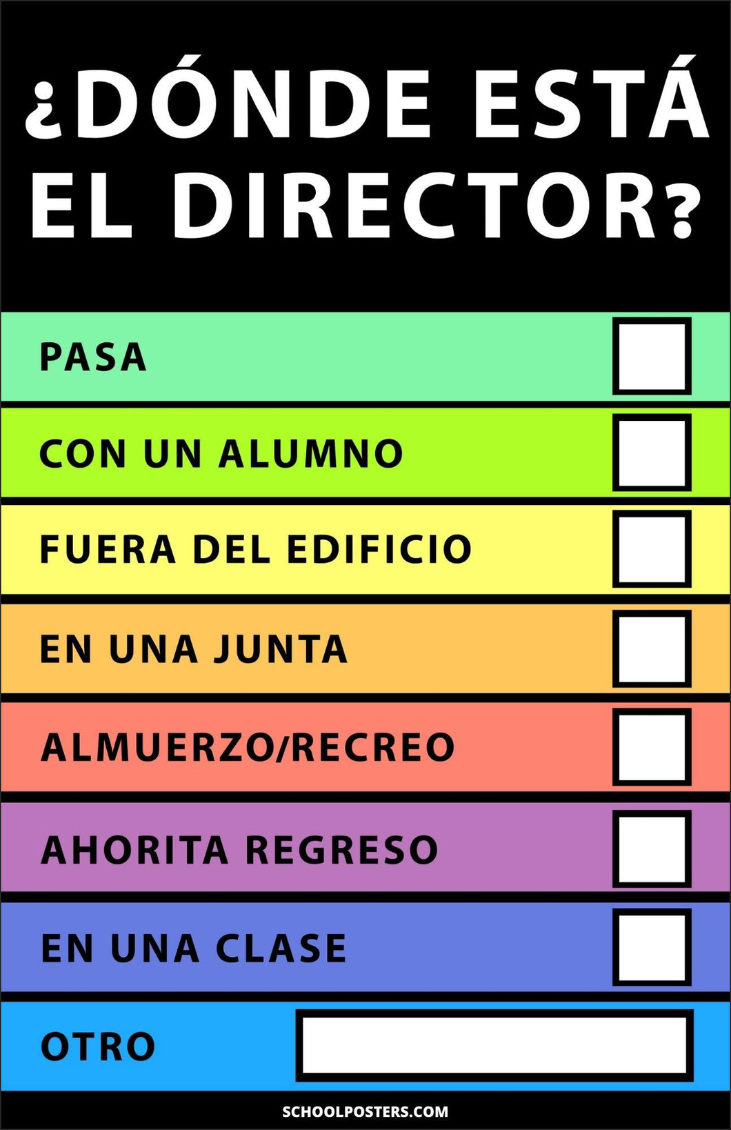 Spanish Where Is The School Principal? Poster (Dry Erase)