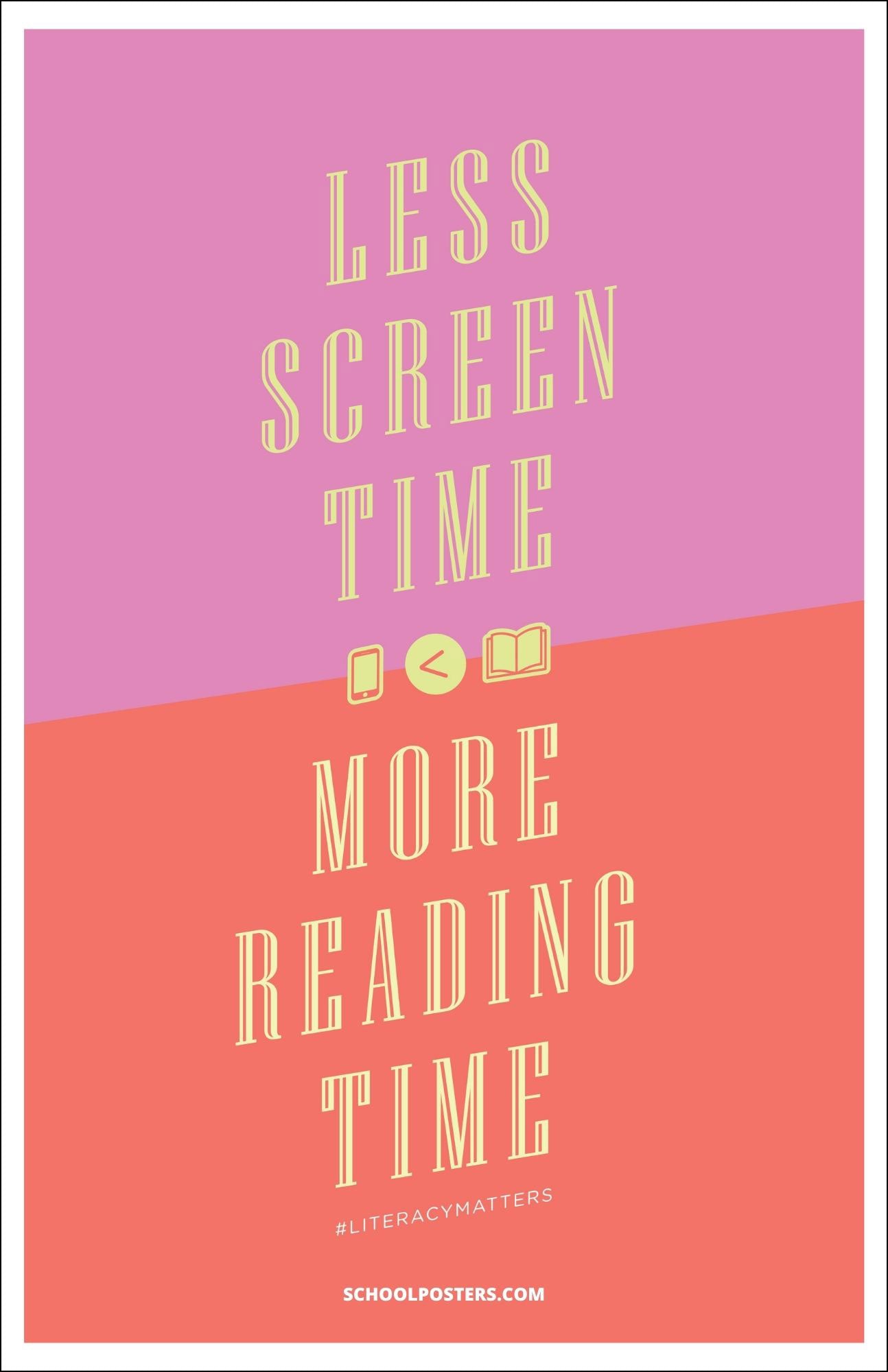Less Screen Time, More Reading Time Poster – SchoolPosters.com LLC