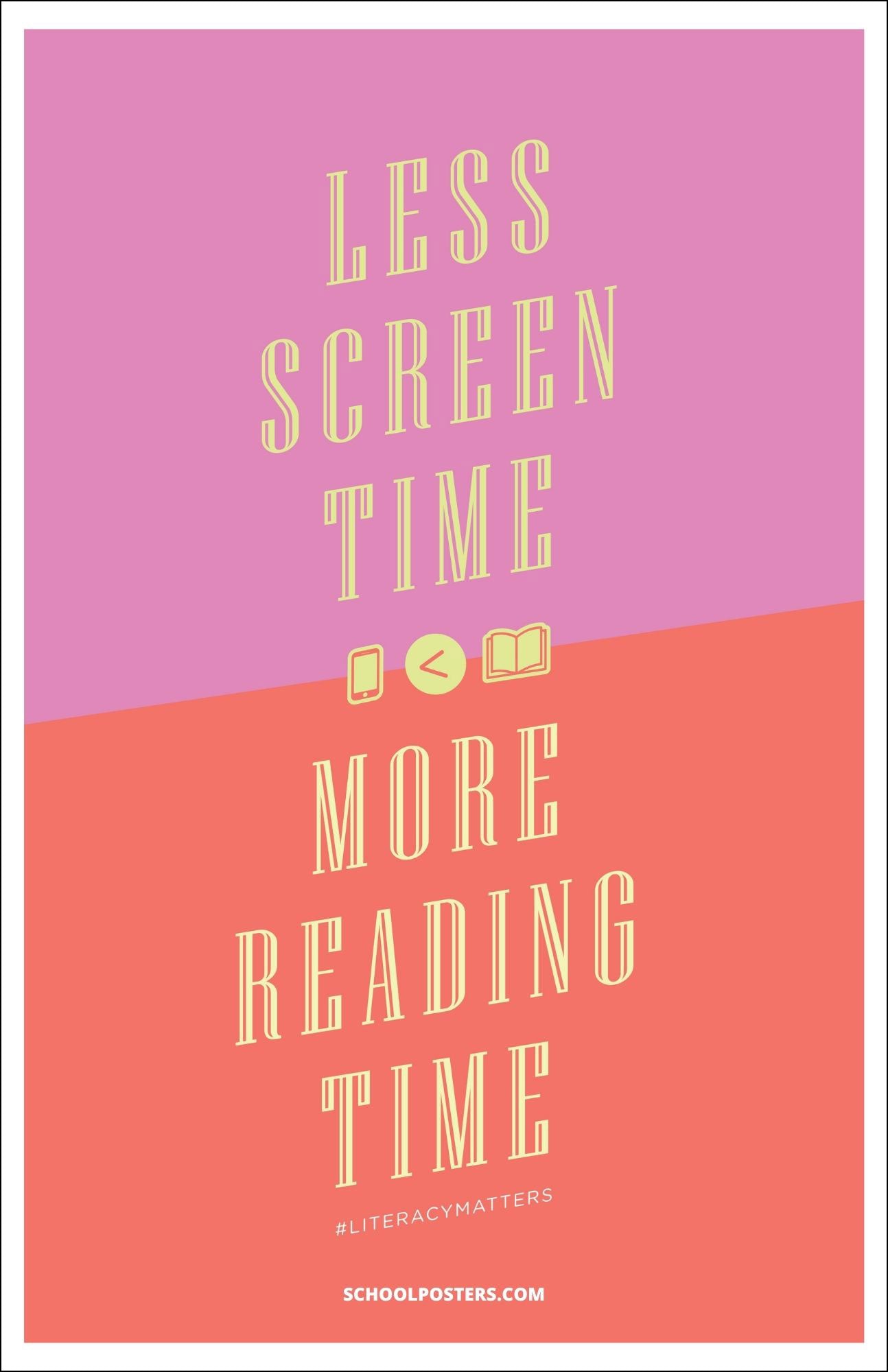 Less Screen Time, More Reading Time Poster