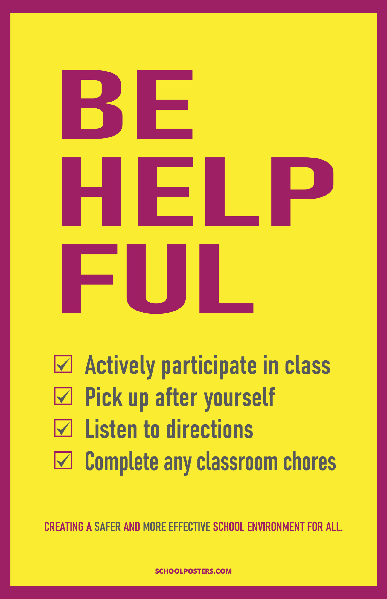 Be Helpful PBIS Poster