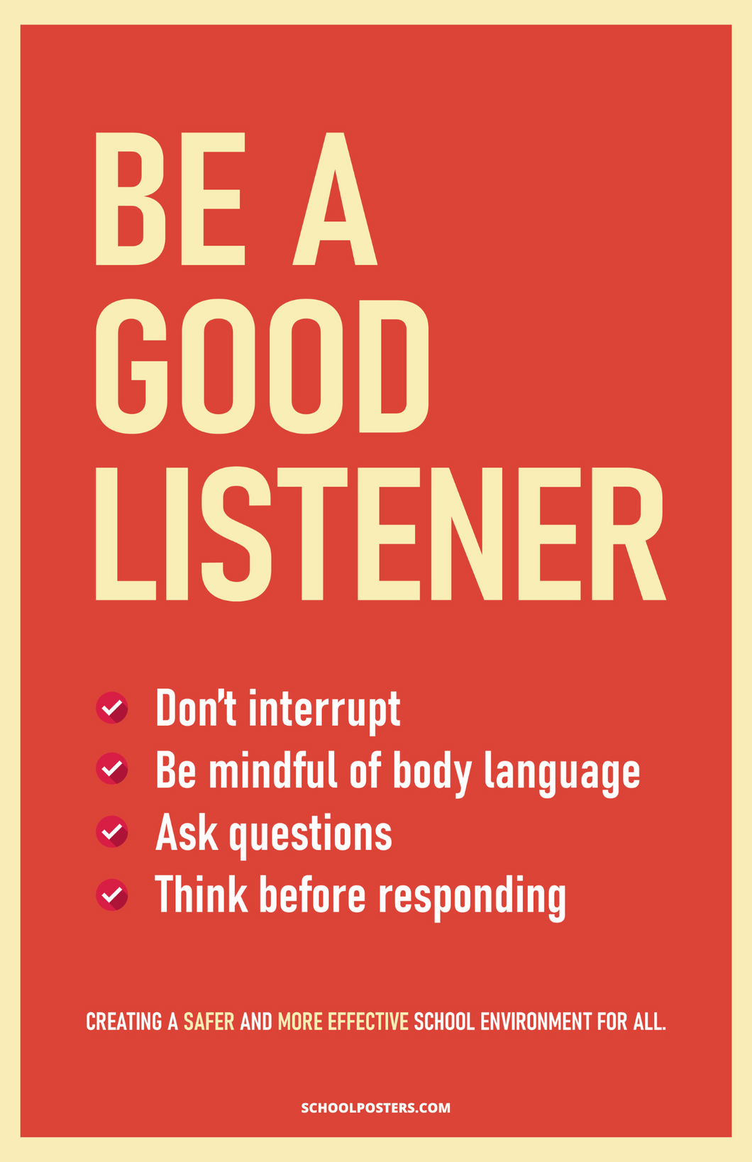 Be A Good Listener PBIS Poster