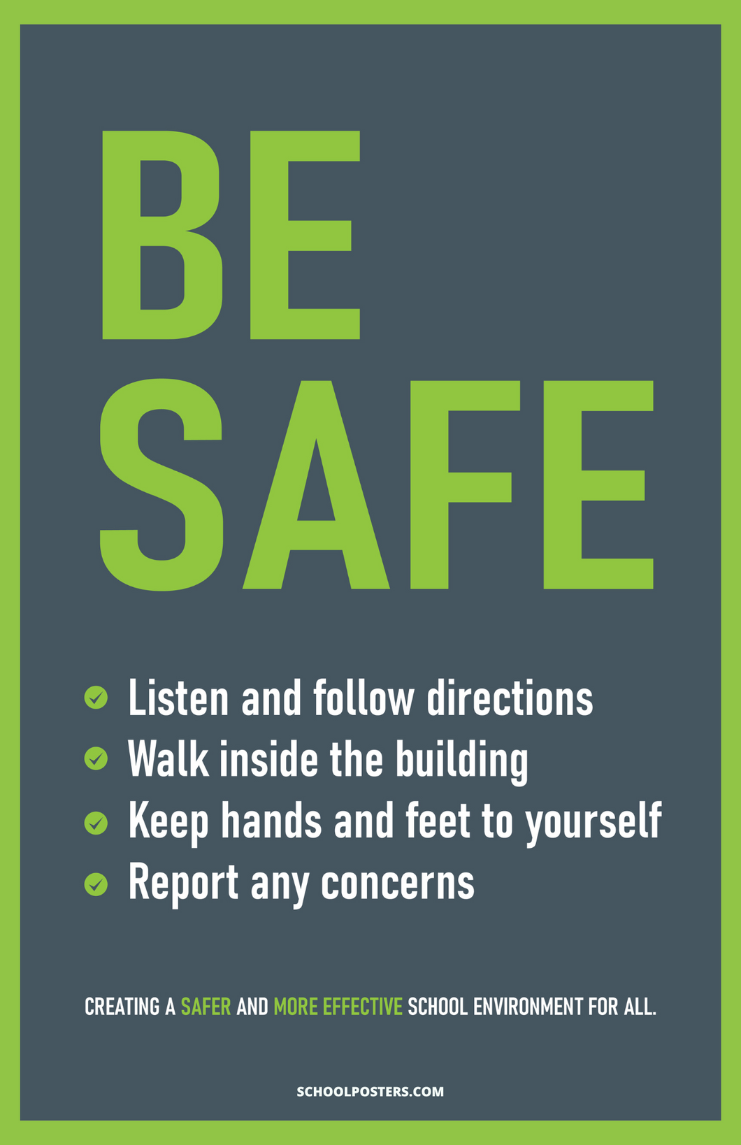 Be Safe PBIS Poster