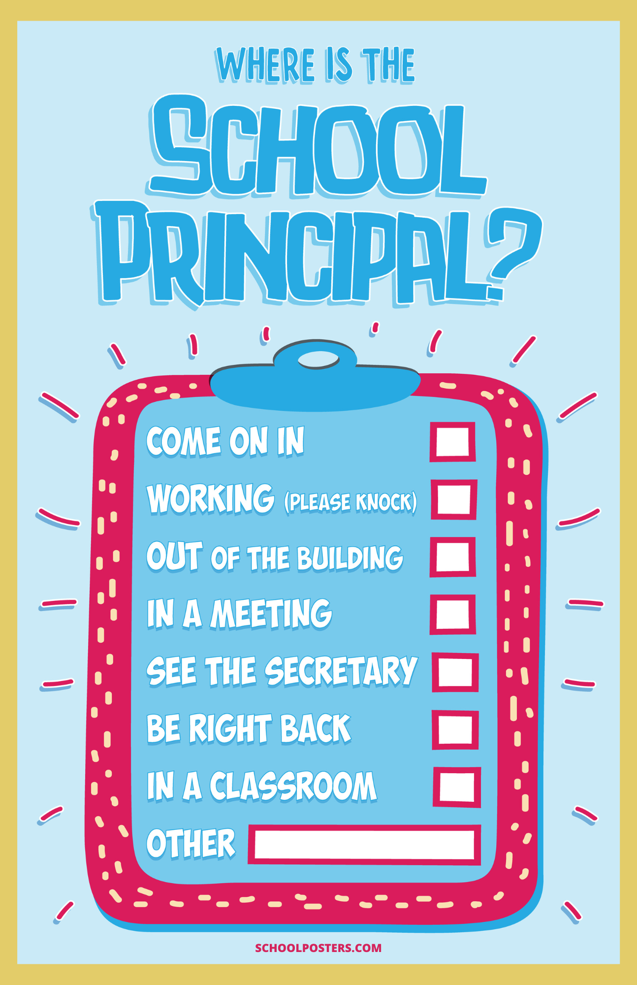 Where Is The School Principal? Poster (Dry Erase)