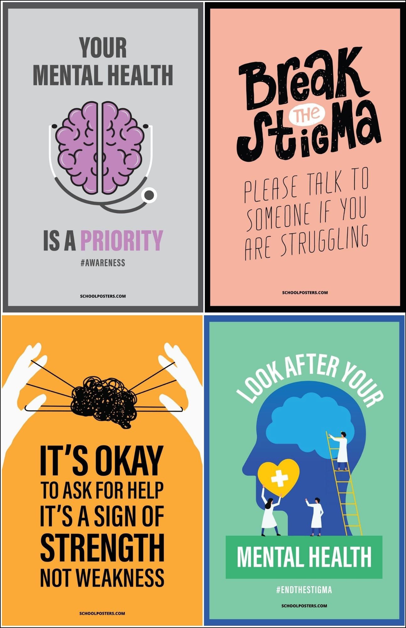 Mental Health & Wellness Poster Package (Set Of 12)