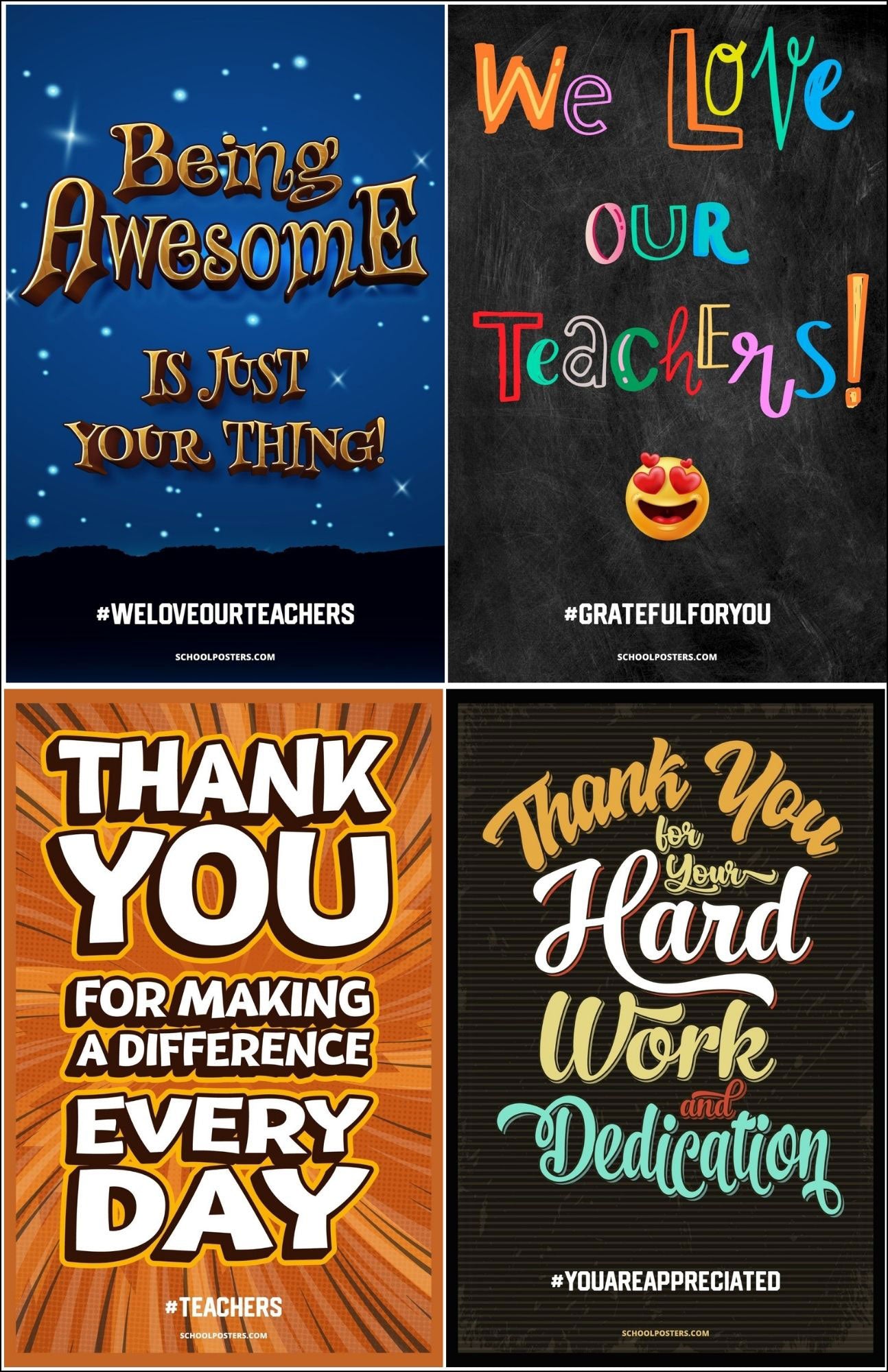 Teacher Appreciation Poster Package (Set Of 12)