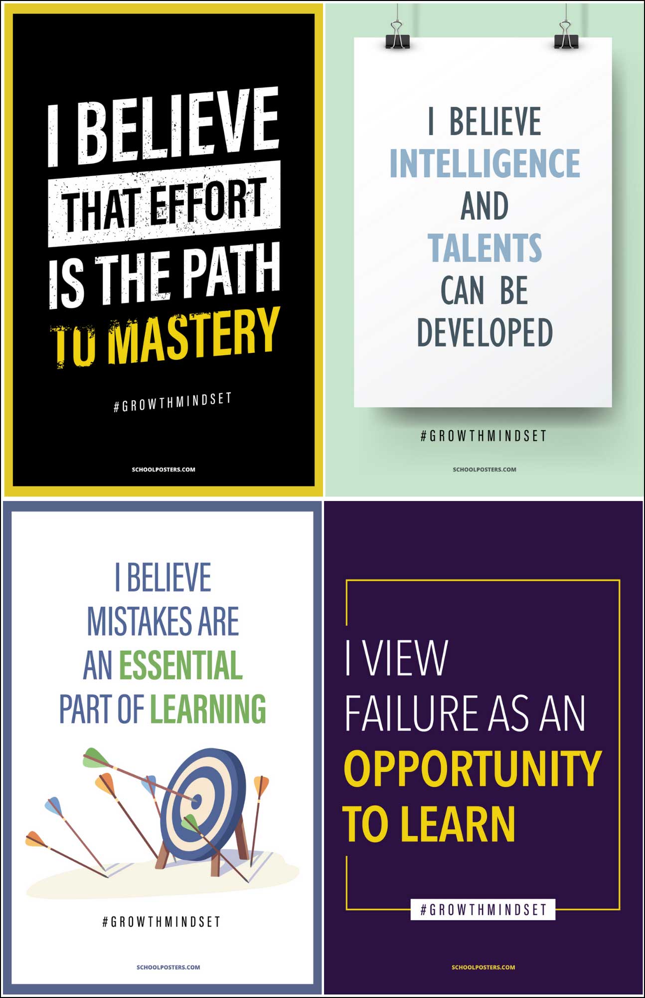 Growth Mindset Poster Package – SchoolPosters.com LLC