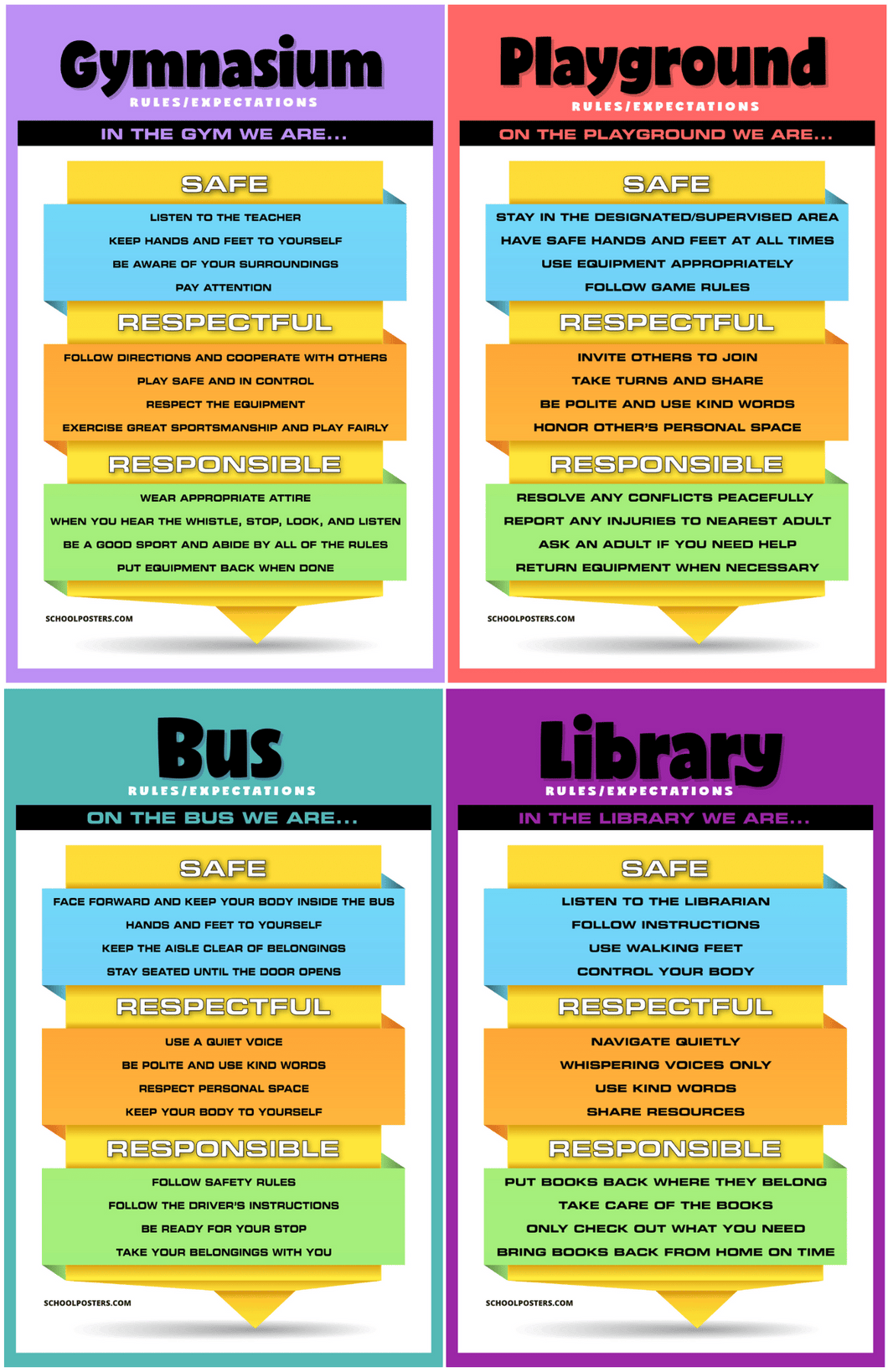 Positive Behavioral Interventions & Supports (PBIS) Poster Package (Set of 11)