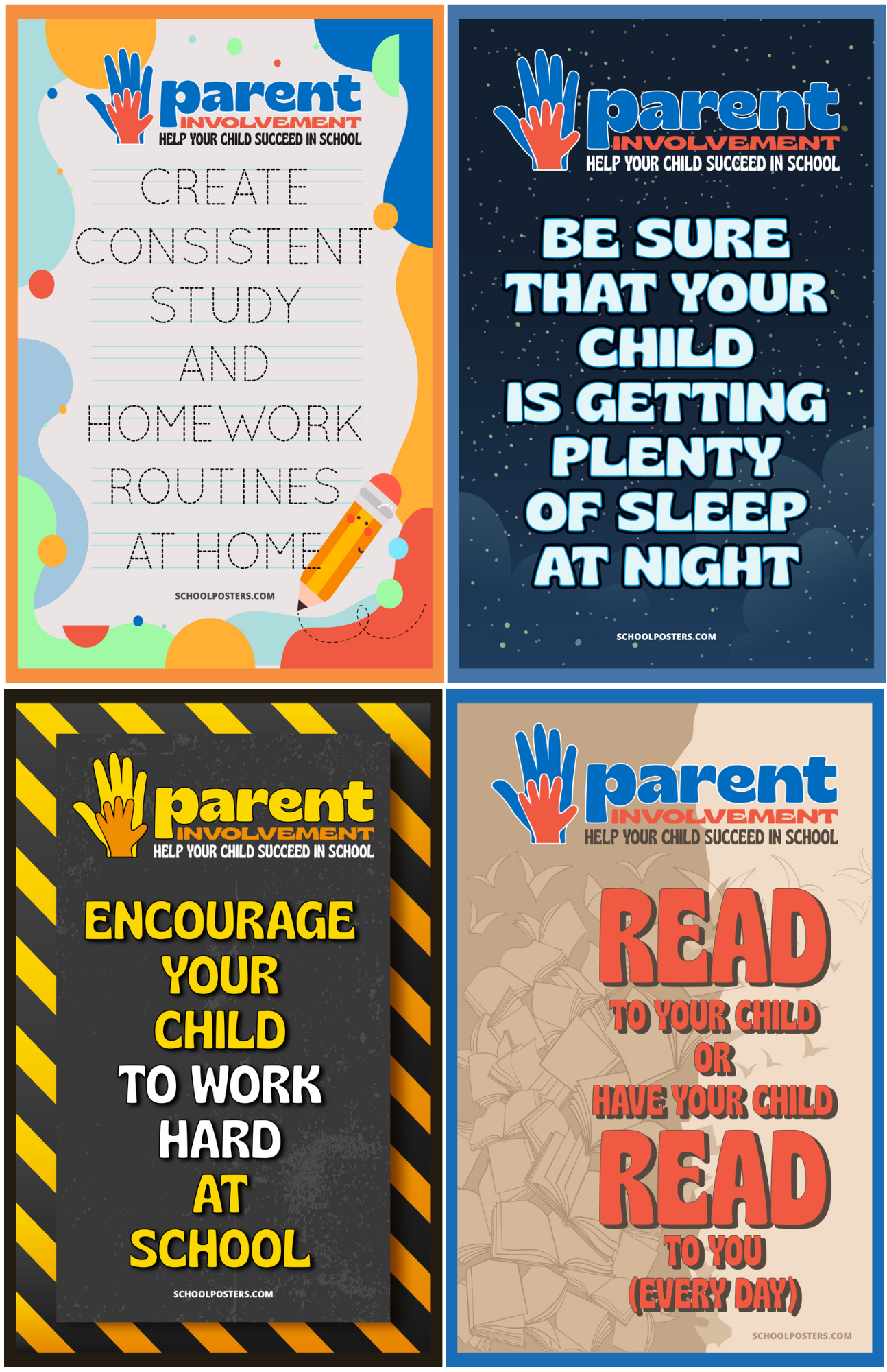 Parents Fun Poster Parent Involvement Poster Package – SchoolPosters.com LLC