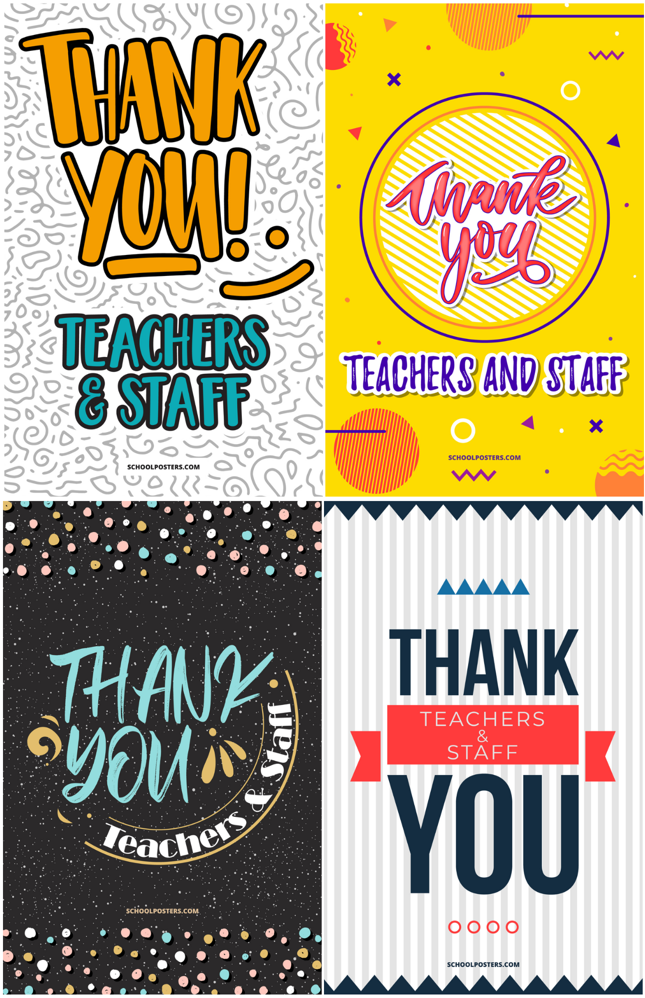 Thank You Teachers & Staff Poster Package (Set of 14)